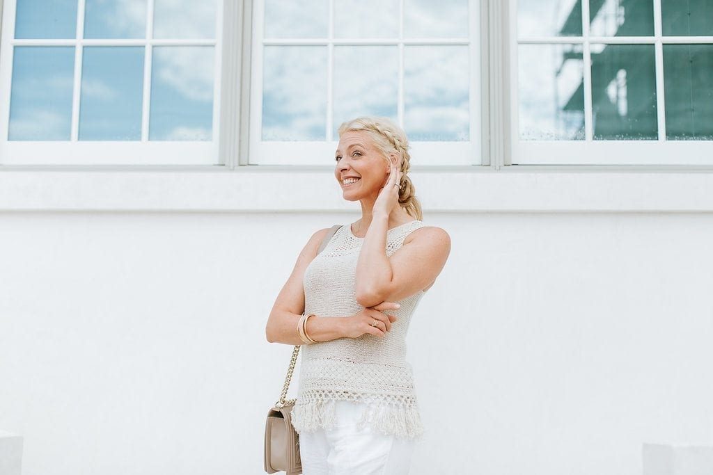 white + gold sweaters are HOT for summer!