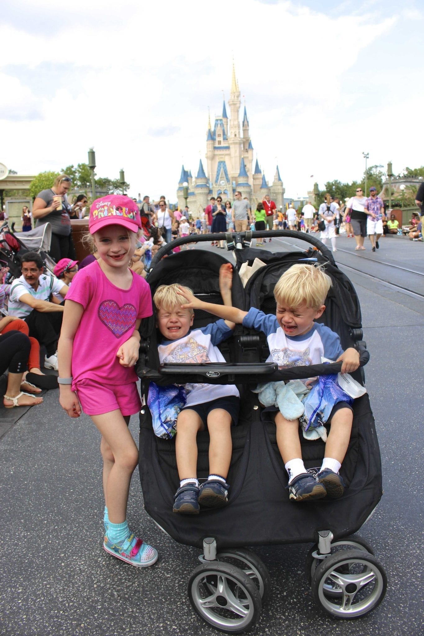 Kids melting down on Main Street at the Walt Disney World Magic Kingdom. Funny tips from a Mom on how to plan a trip to Disney.