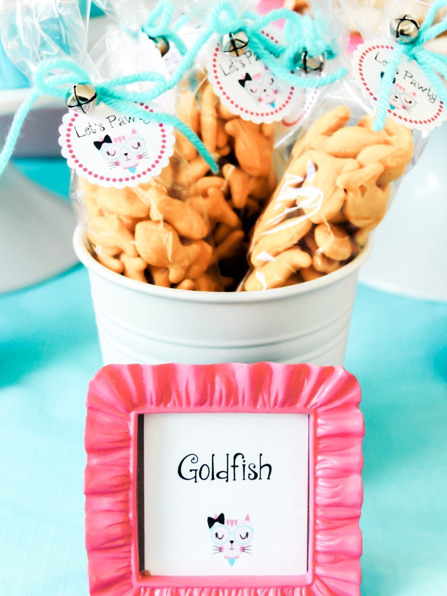 Kitten party favors with goldfish