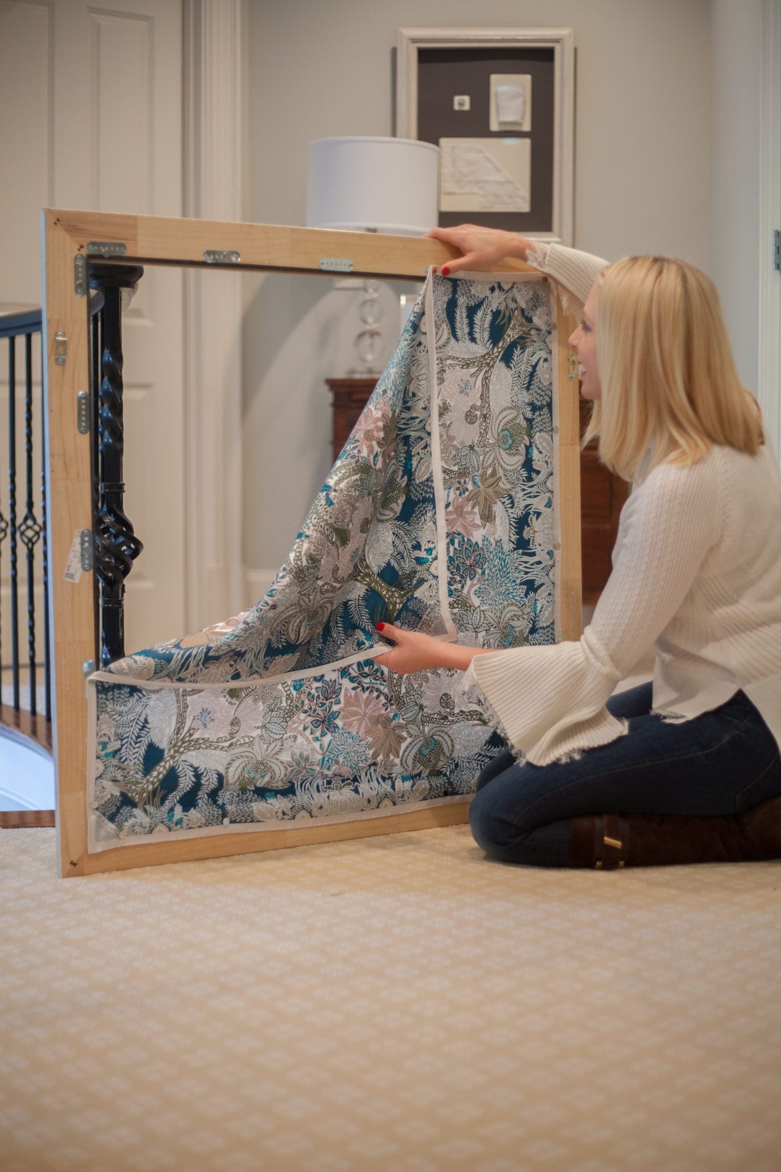 Easy Art Hanging System to Display Hermes Vintage Scarf bluegraygal