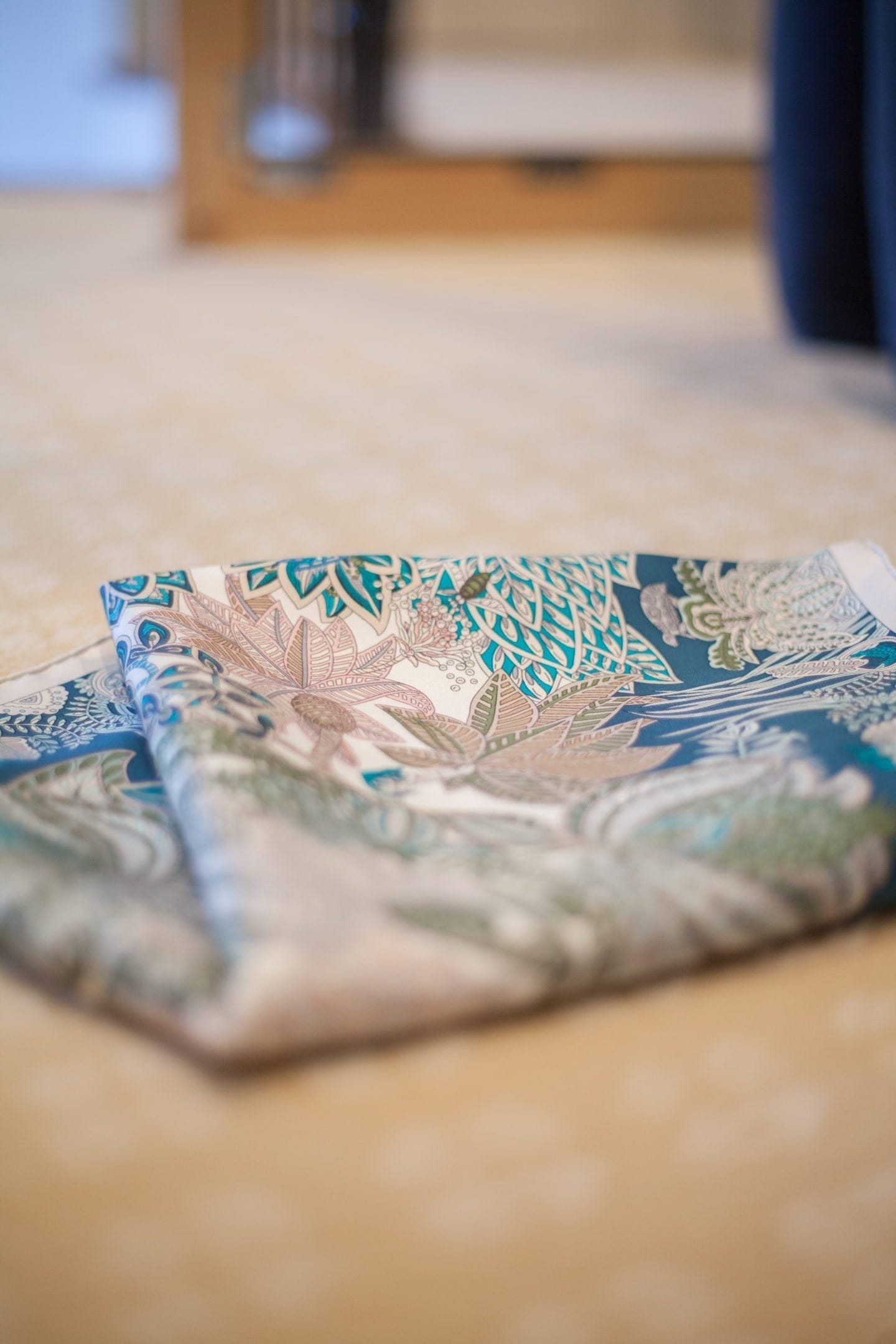 Teal and pink Hermes Scarf and how to create a scarf hanger.