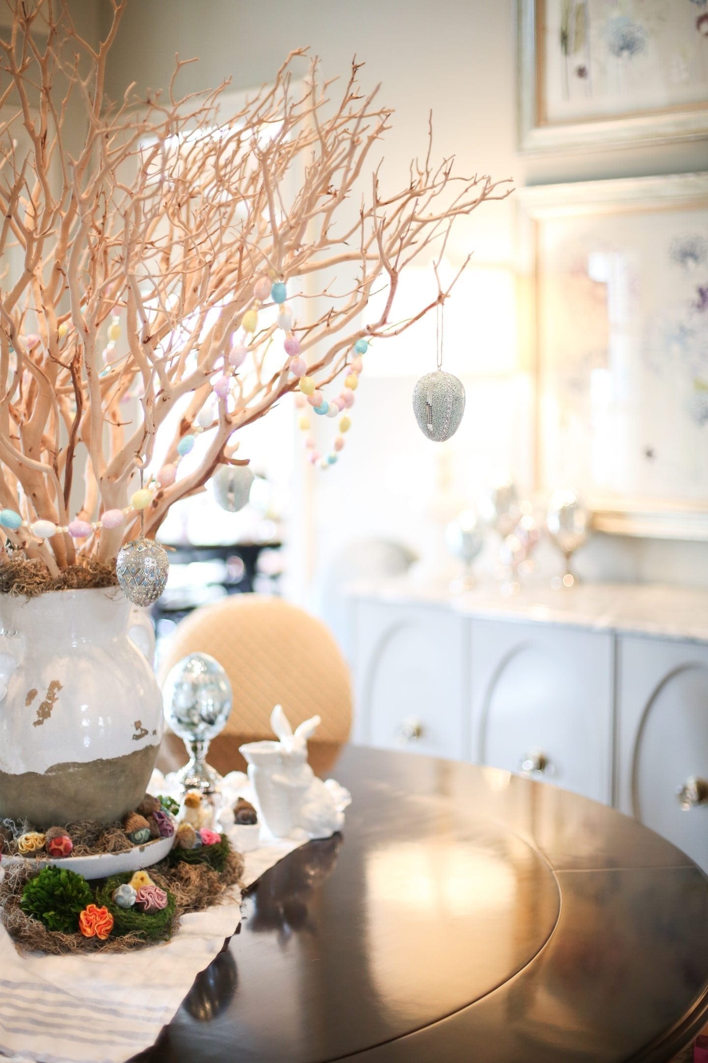 Easter egg ornaments to hang around the house for decoration.