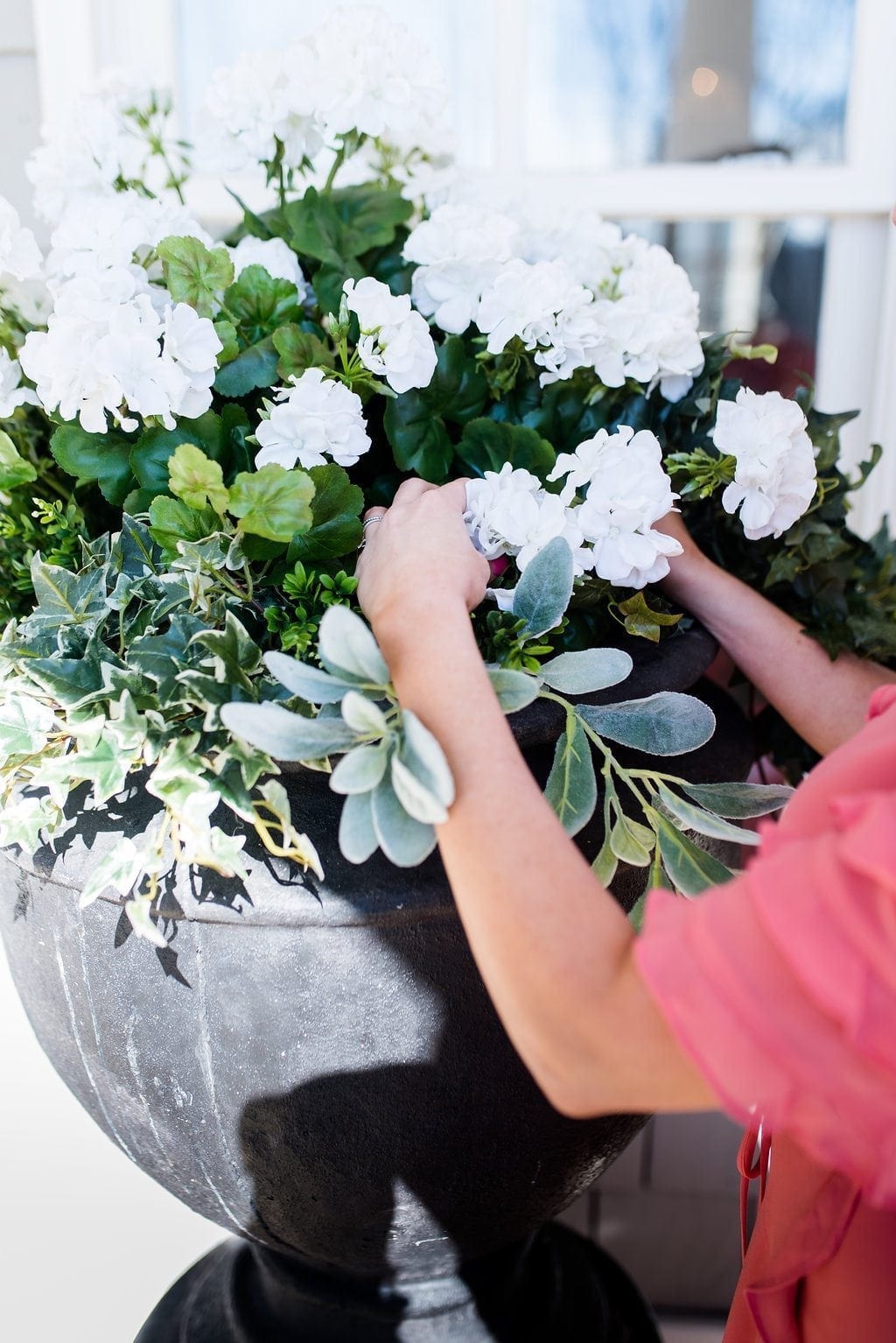 Tips to making silk flower arrangements for outside shady areas.