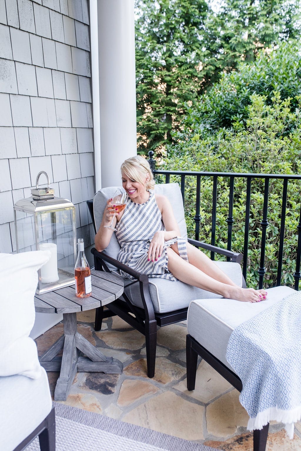 Summer hair and summer stripe dress.