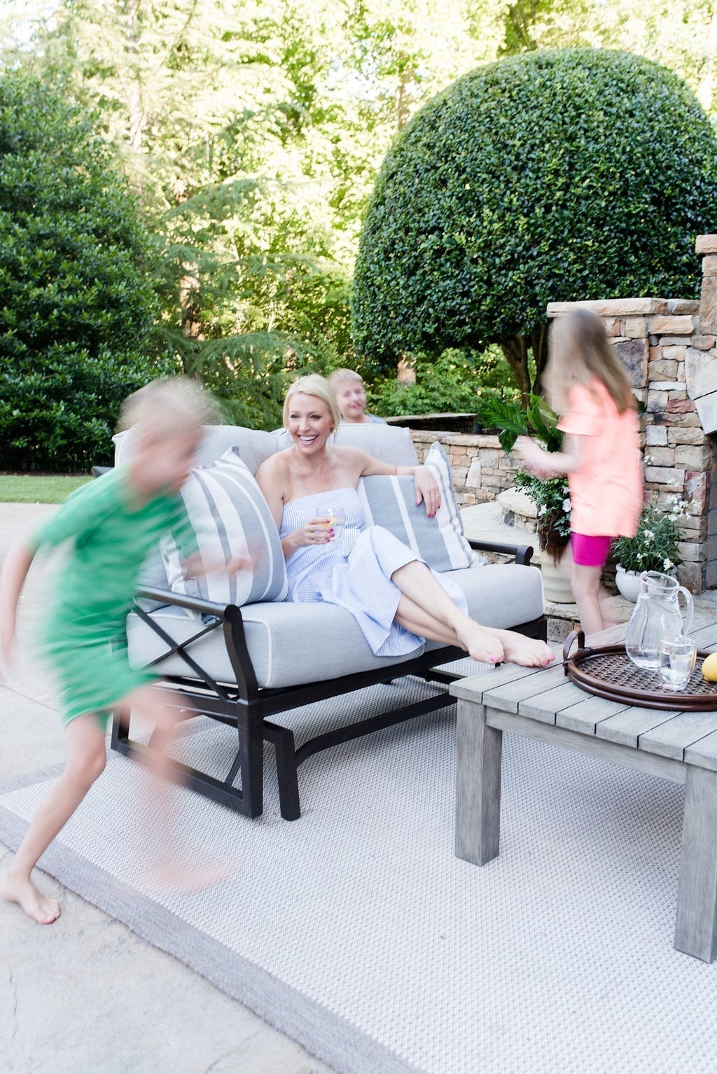 Atlanta Homes and Lifestyle. Lifestyle blogger, bluegraygal, and her children in their Atlanta area home.