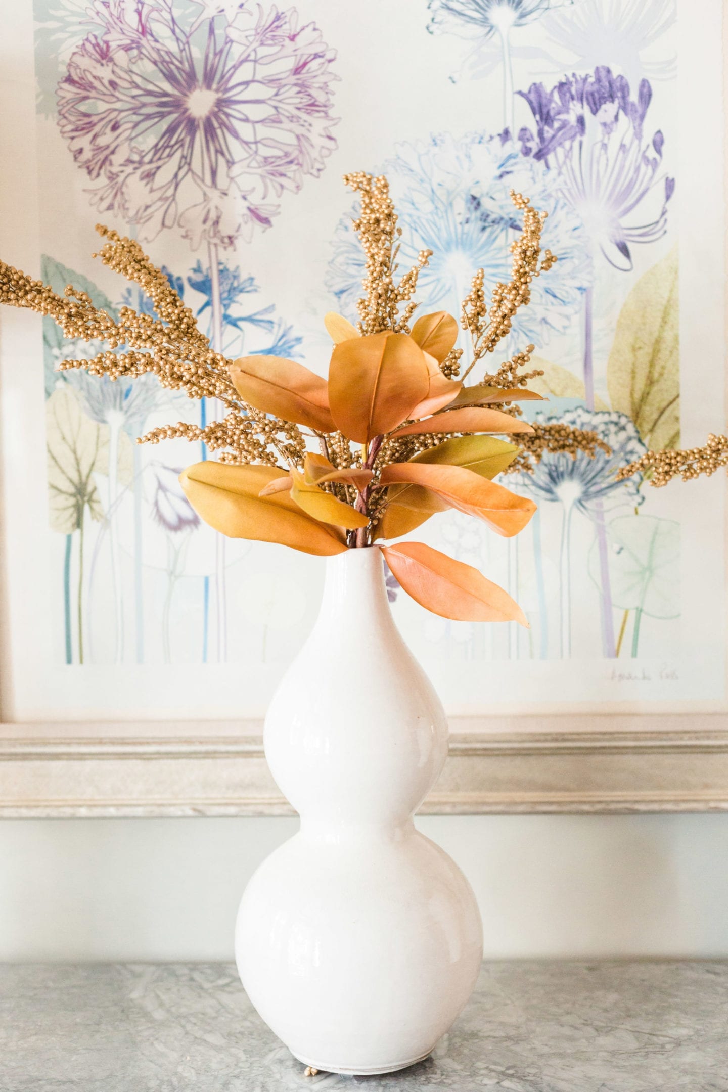 Fake Fall Flower arrangements for autumn decorations around the house.