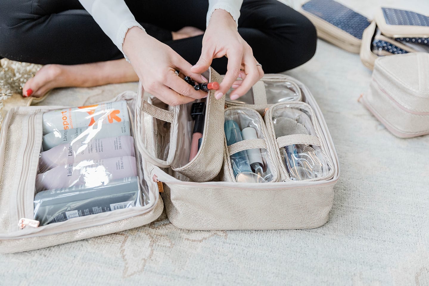 Organizing makeup when you travel so you can see it