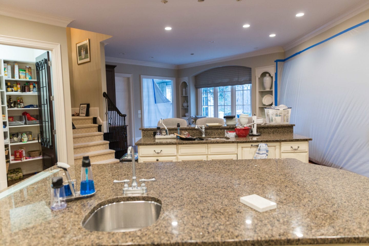 Brown granite counter top kitchen remodel.