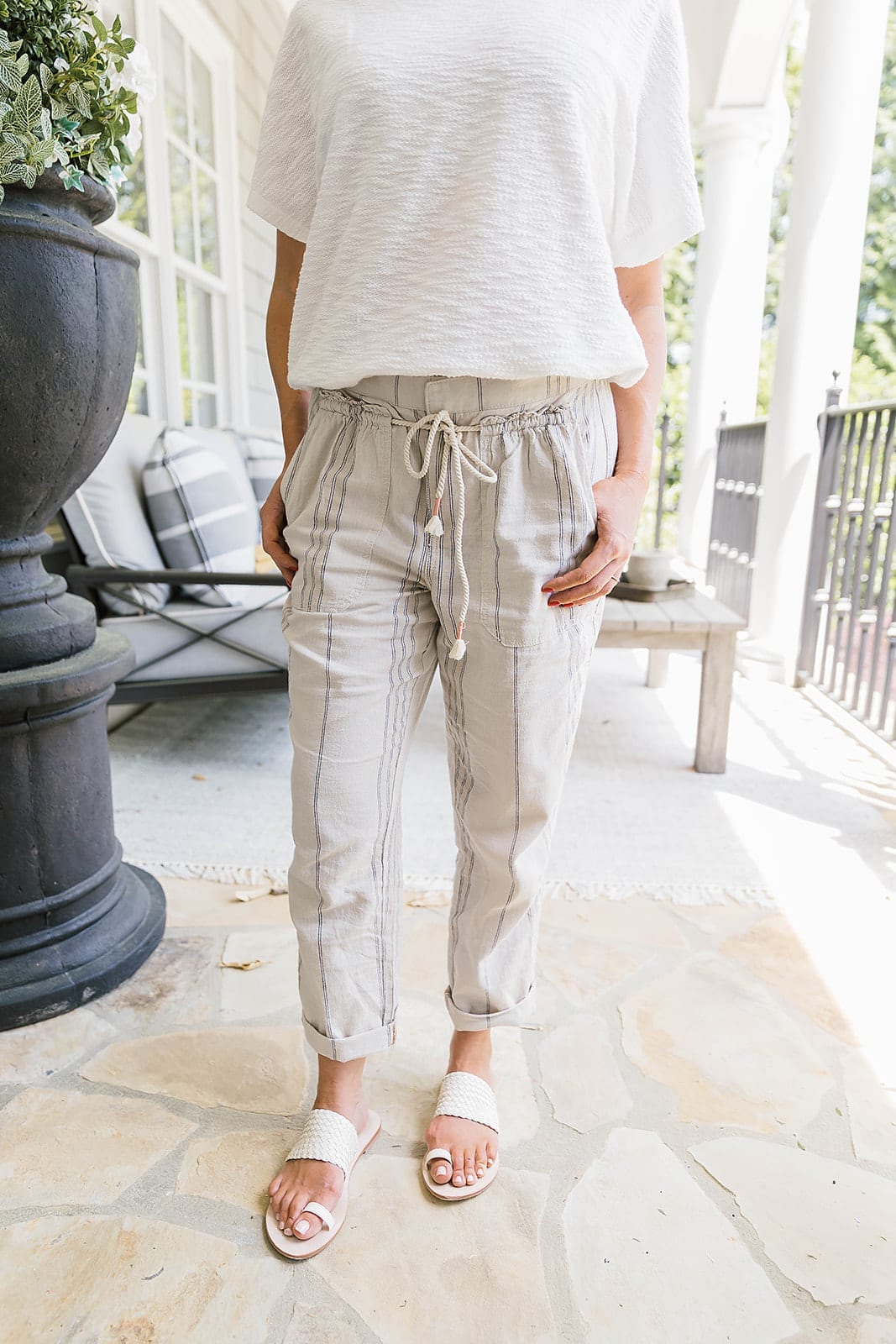 Anthropologie pants - cropped striped pants that are easy to wear and comfortable for summer days.