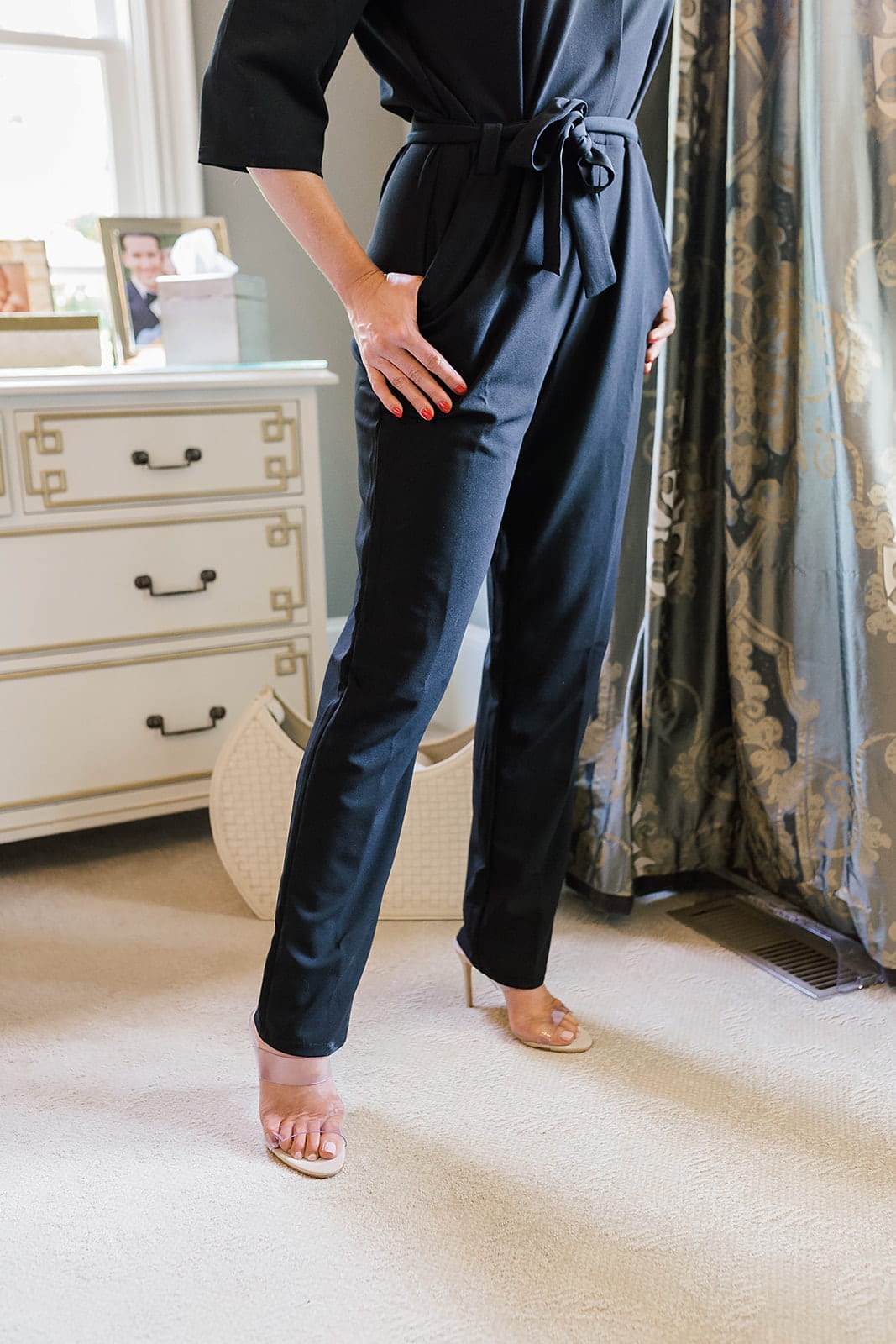 ASOS Jumpsuit and Vinyl Heals.