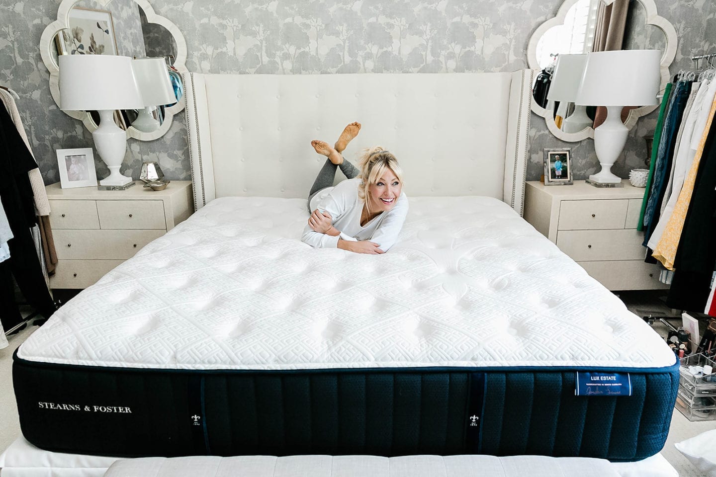 Stearns and Foster mattress in guest bedroom of lifestyle blogger, Kelly Page, for BlueGrayGal.