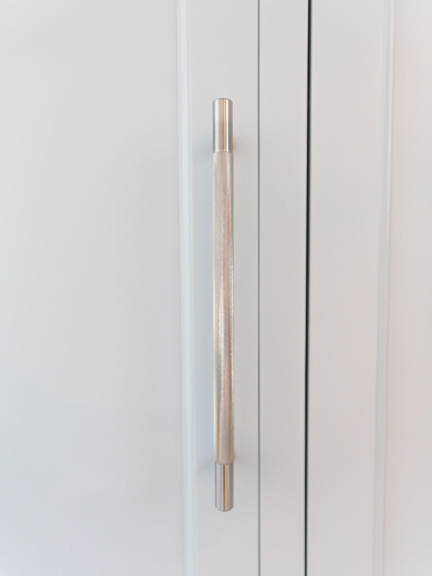 Knurled Hardware Pulls from VESTA hardware in satin nickel.