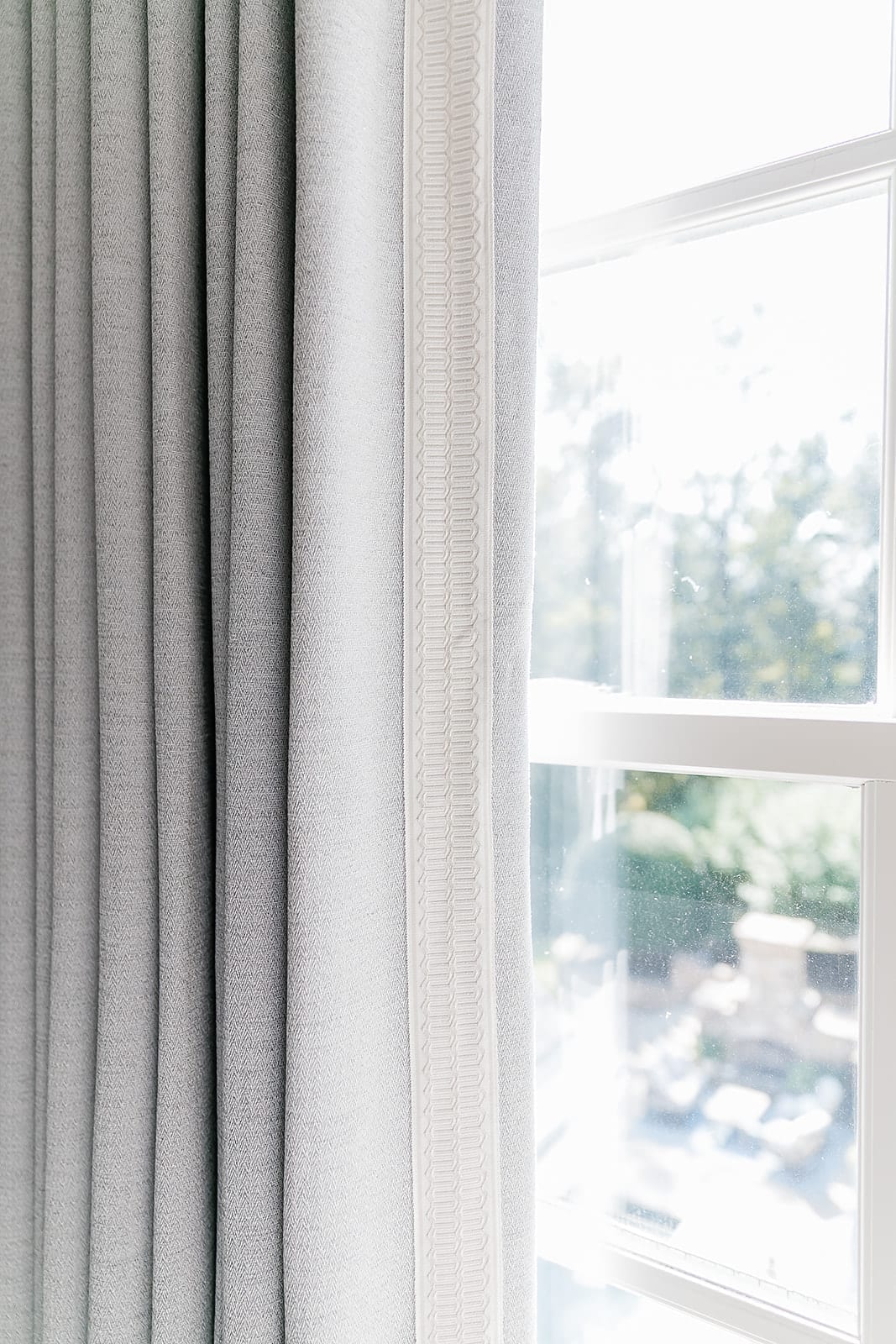 Custom lavender Calico drapery for guest bedroom.