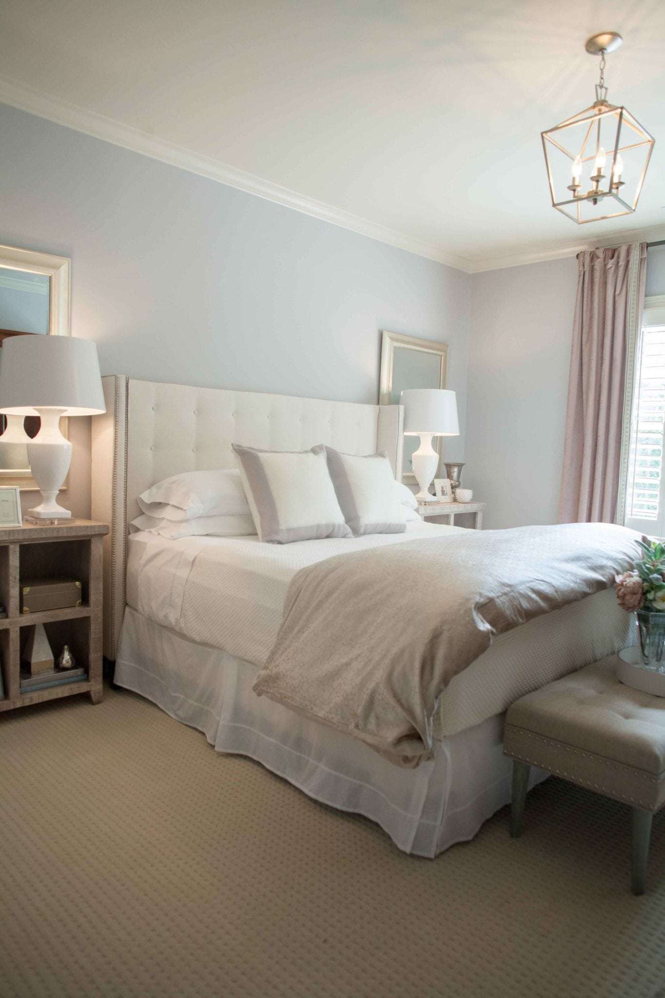 Ivory headboard in Krypton fabric.