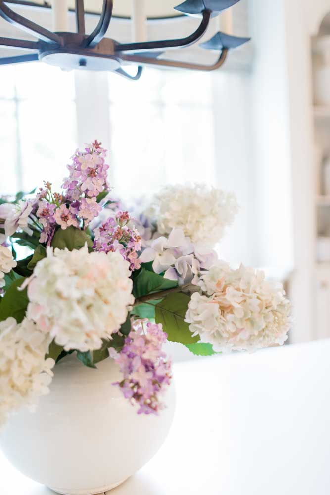 Afloral Hydrangea and white Frontgate vase.