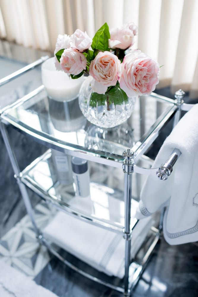 Frontgate storage cart is a luxury bathroom accessory.