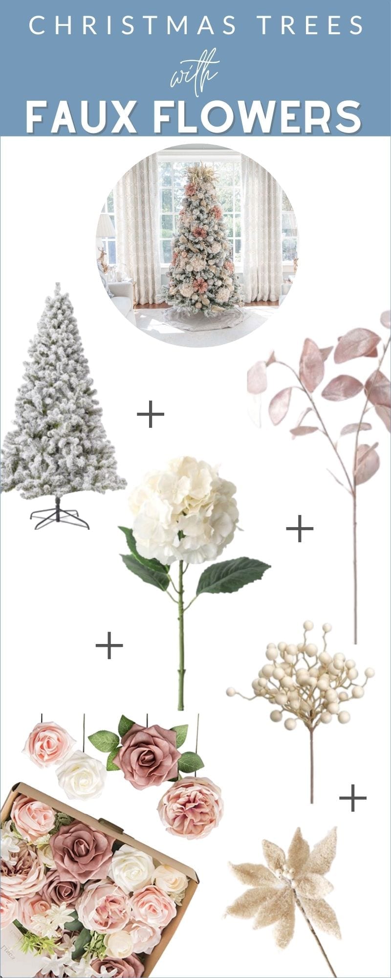 How to decorate for Christmas using silk Christmas tree flowers.