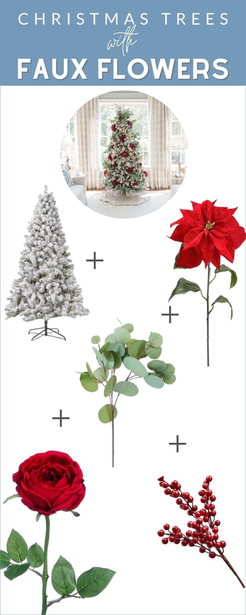 How to decorate for Christmas using silk Christmas tree flowers.