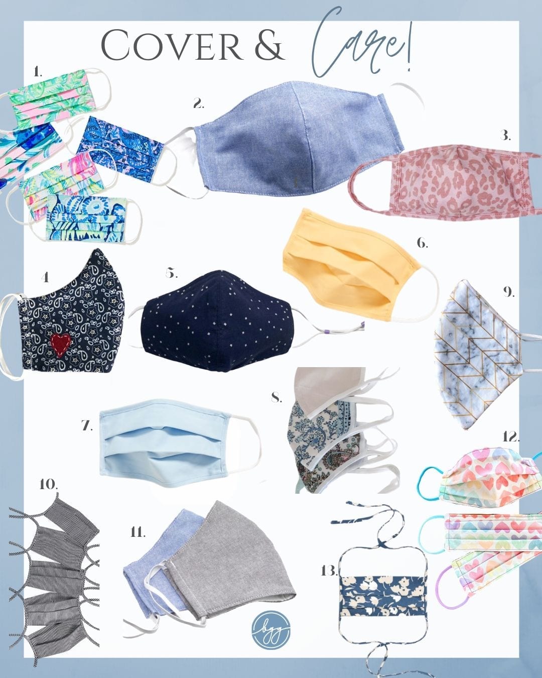 A collection of pretty face masks for women to make a pretty fashion statement while staying safe!