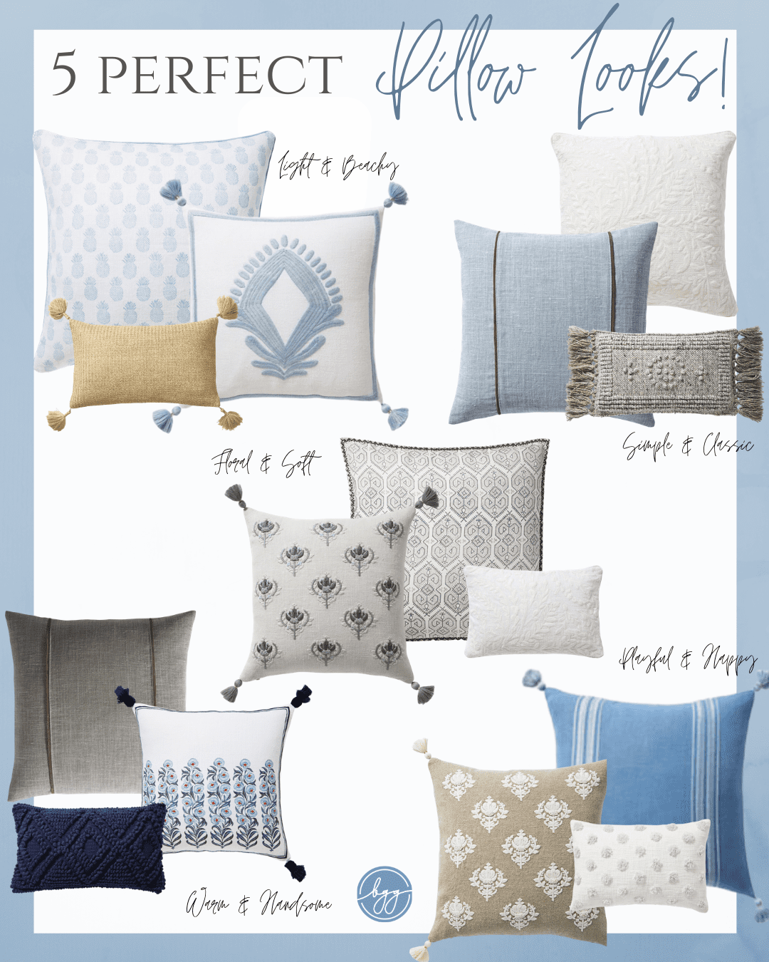 5 different looks from the Serena and Lily Pillows Sale.