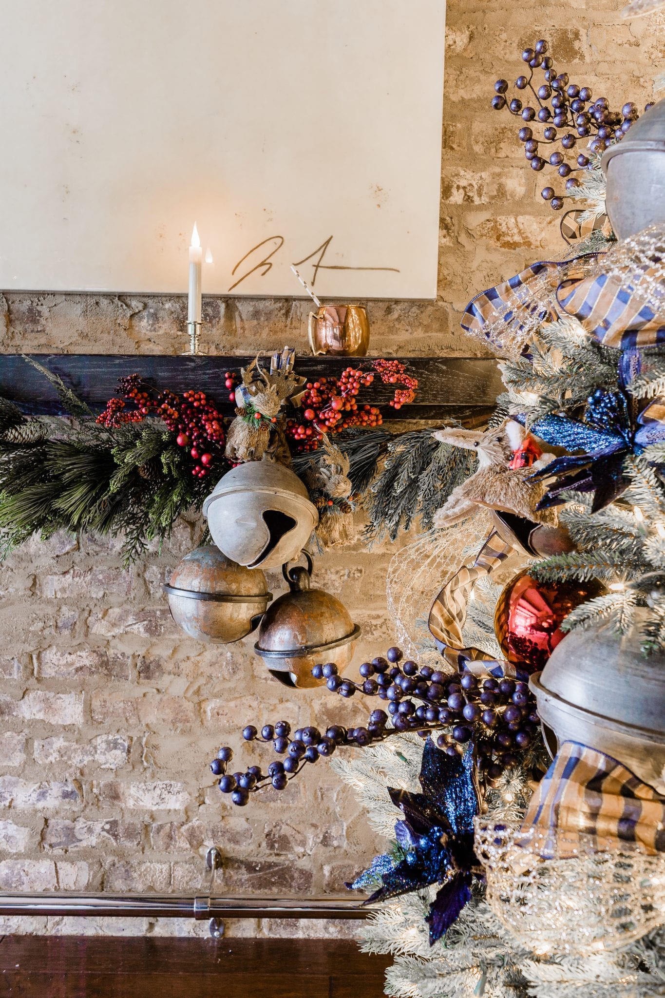 Challenge: create an over-the-top, super "extra" Christmas tree using rustic Christmas tree decorations! I wanted to invoke a ski-lodge type Christmas tree with country accents, warm navy blue Christmas tones and red accents. You be the judge if I succeeded!