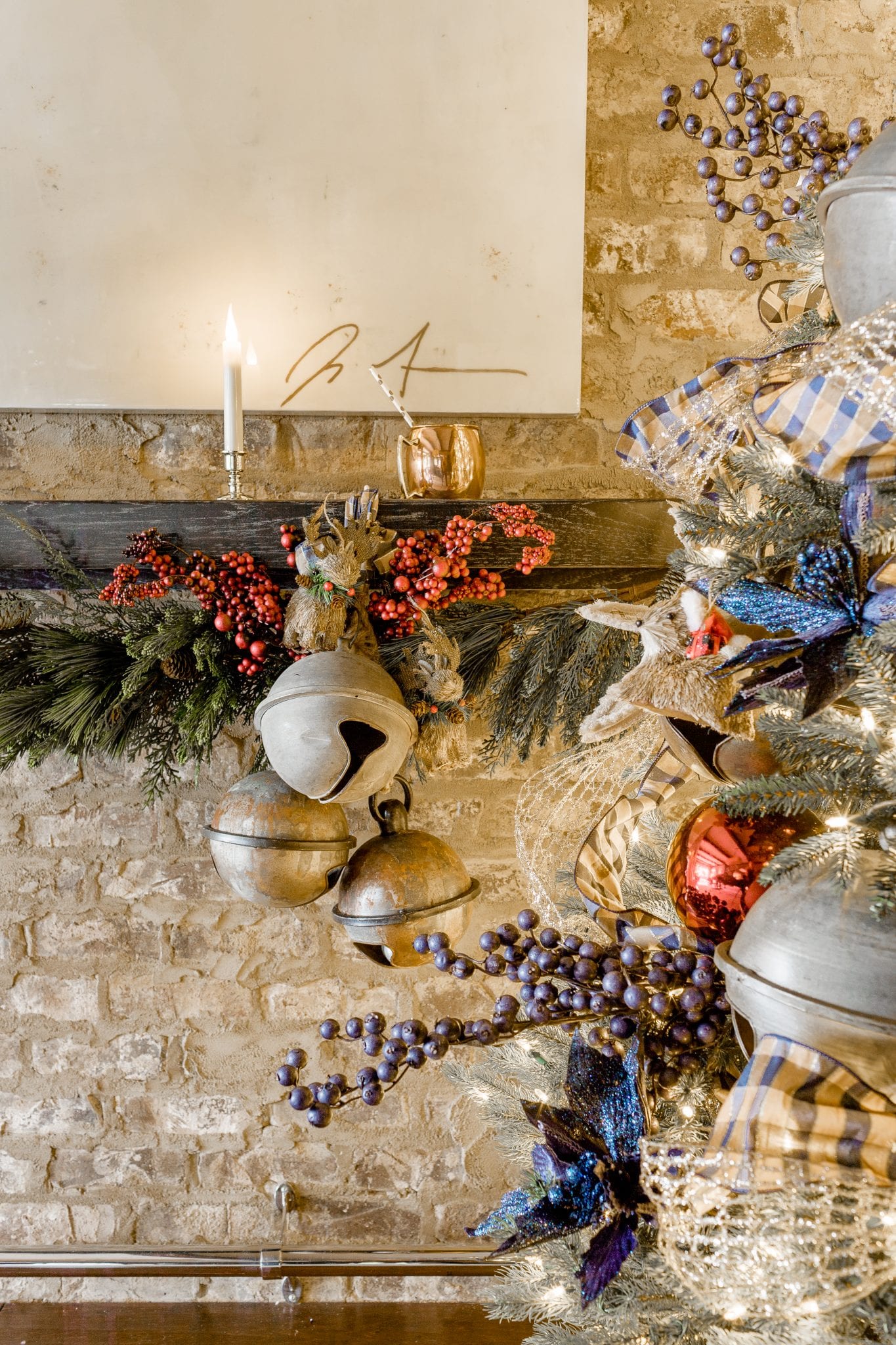 Challenge: create an over-the-top, super "extra" Christmas tree using rustic Christmas tree decorations! I wanted to invoke a ski-lodge type Christmas tree with country accents, warm navy blue Christmas tones and red accents. You be the judge if I succeeded!