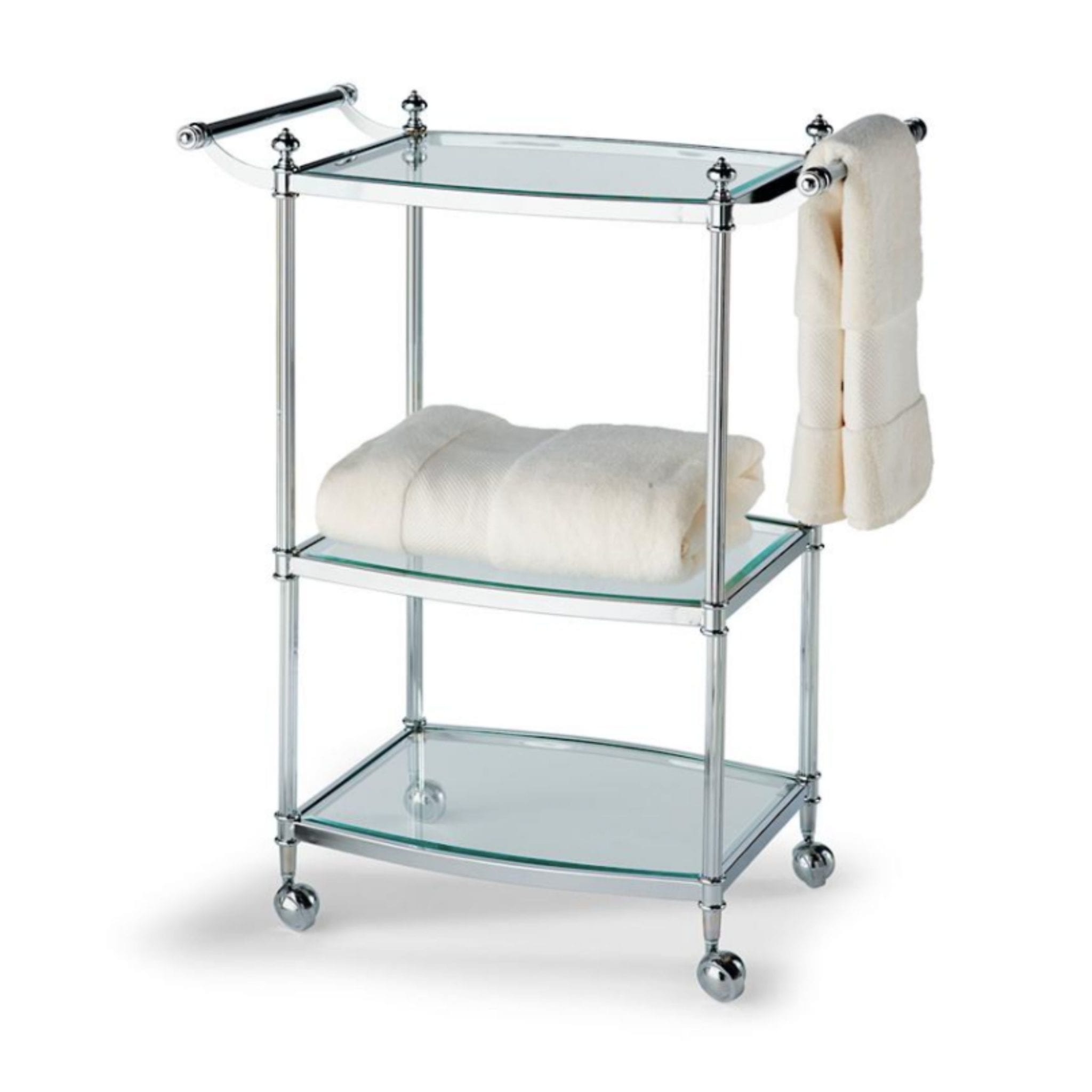 Belmont 3-Tier Glass Rolling Bath Cart