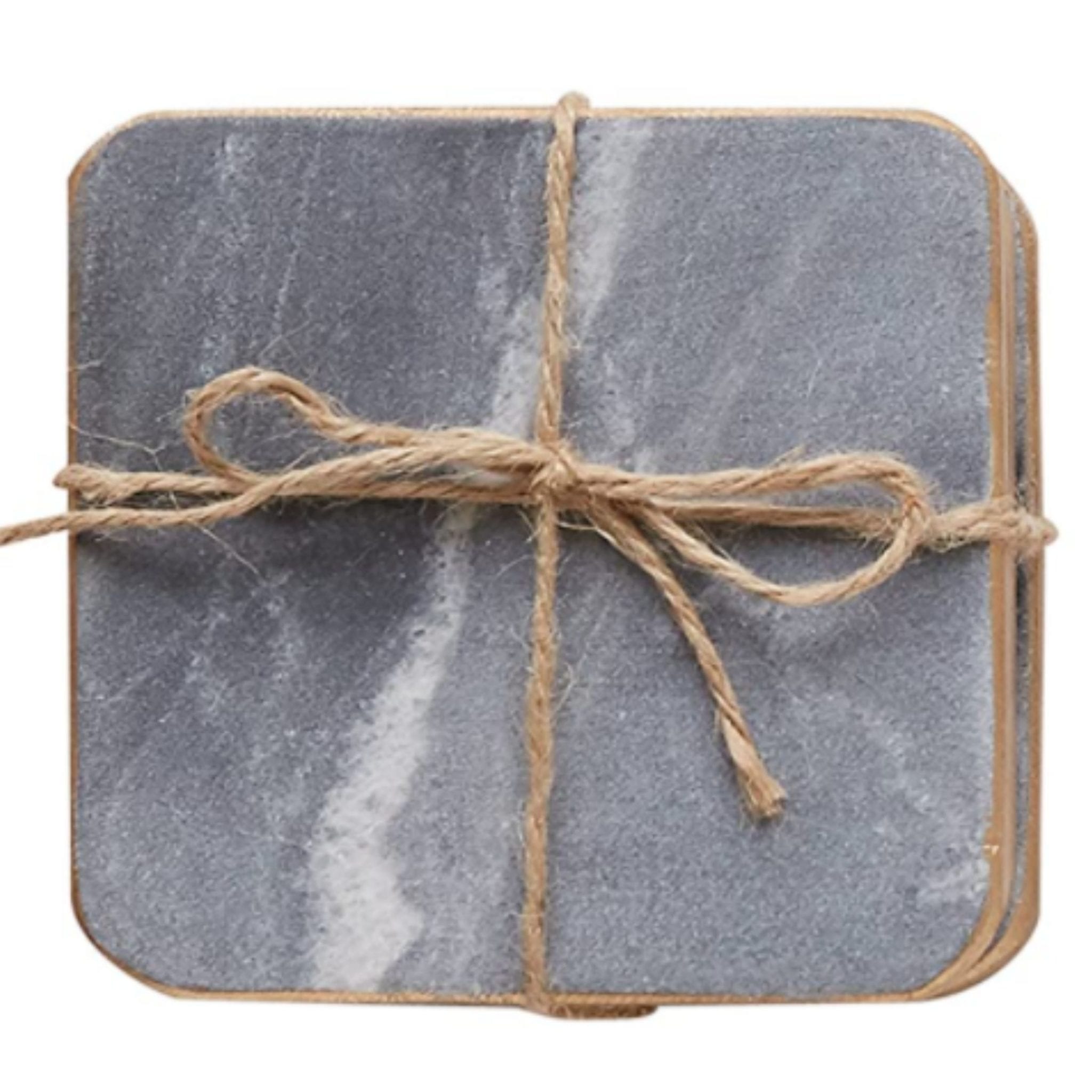 Grey Marble Coasters with Gold Edges