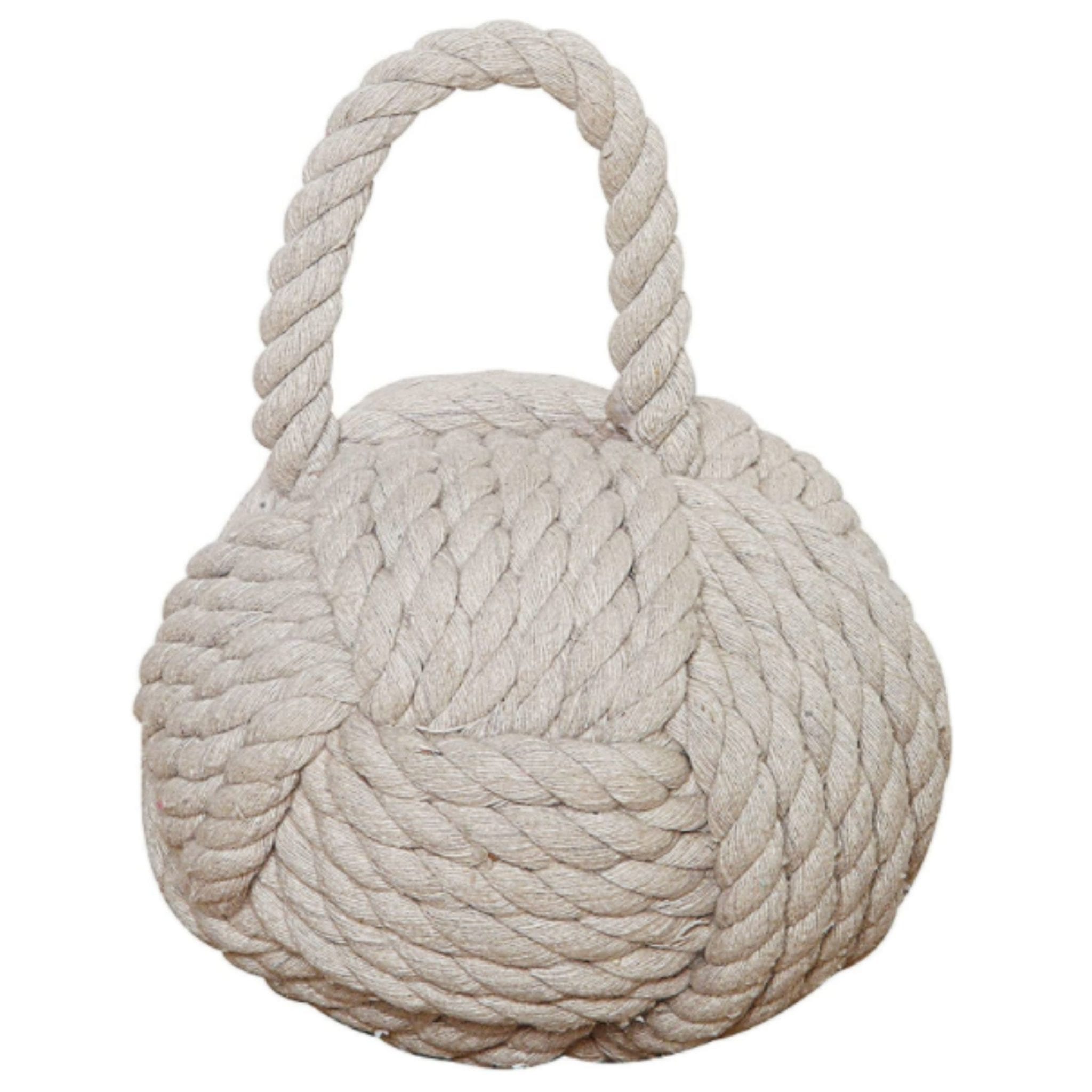 Creative Co-Op Nautical Rope Knot Cotton Door Stop, Ivory