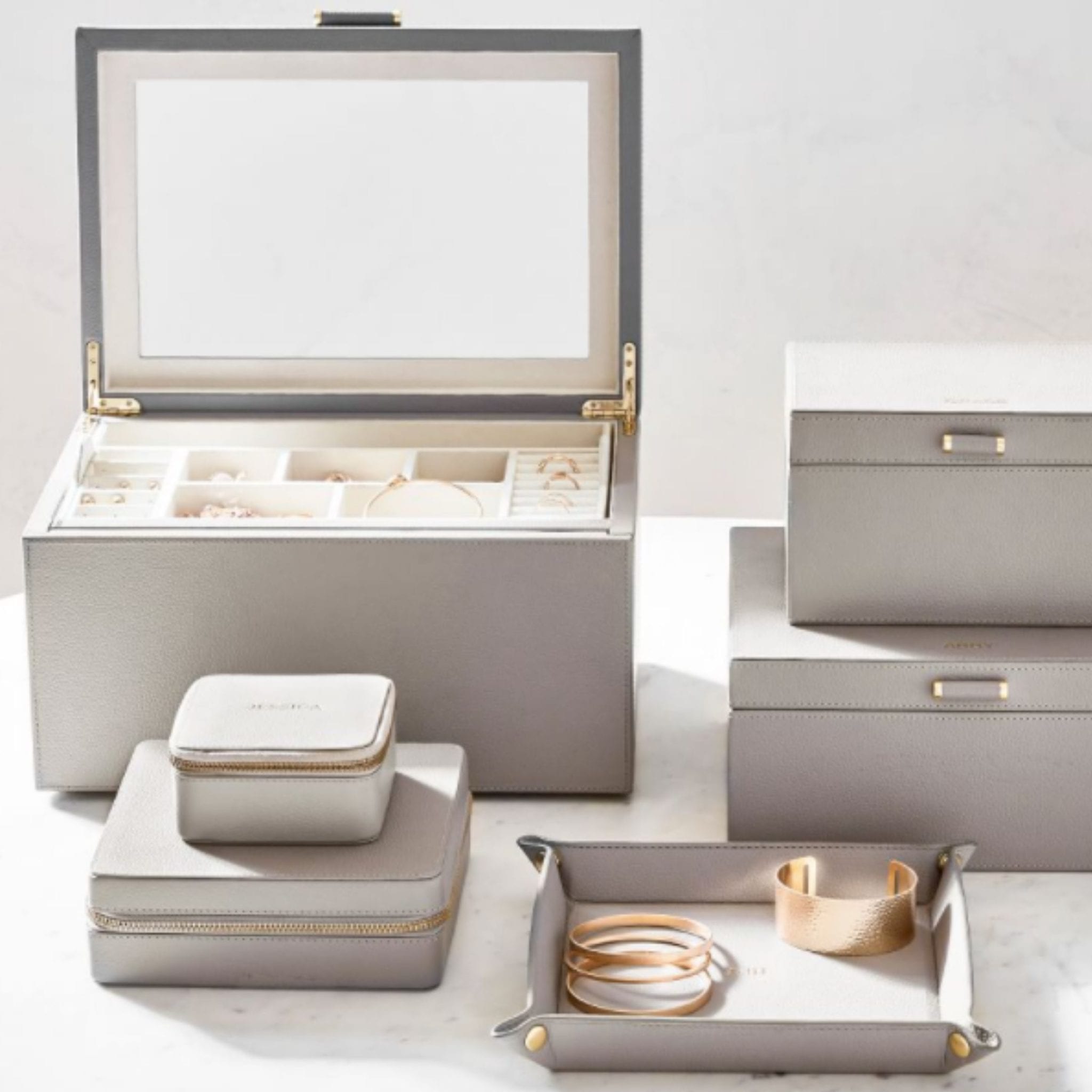 Quinn Leather Jewelry Storage Collection, Foil Debossed