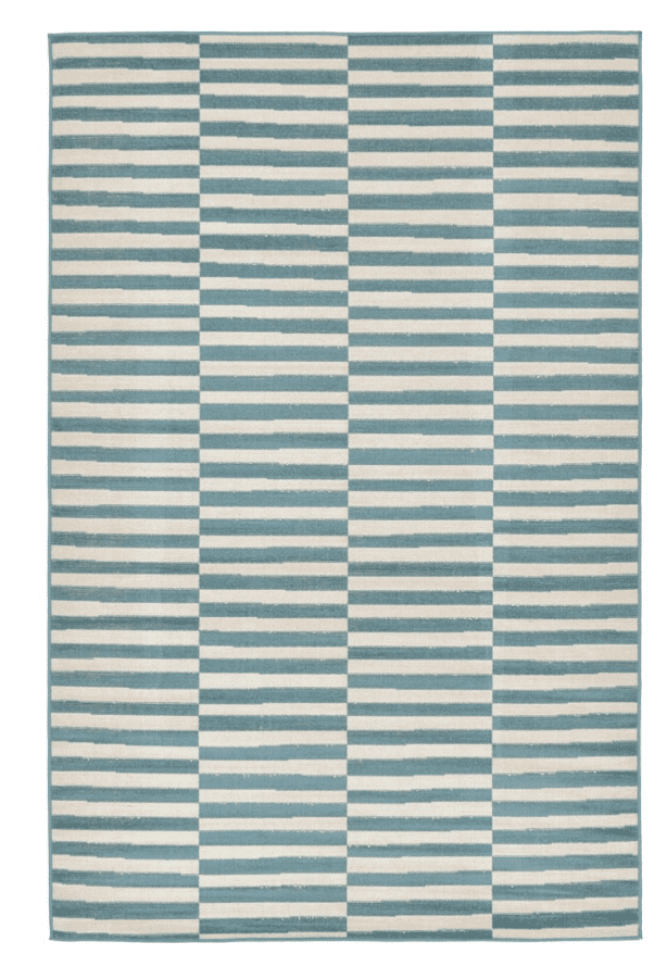 Teal and white throw rug