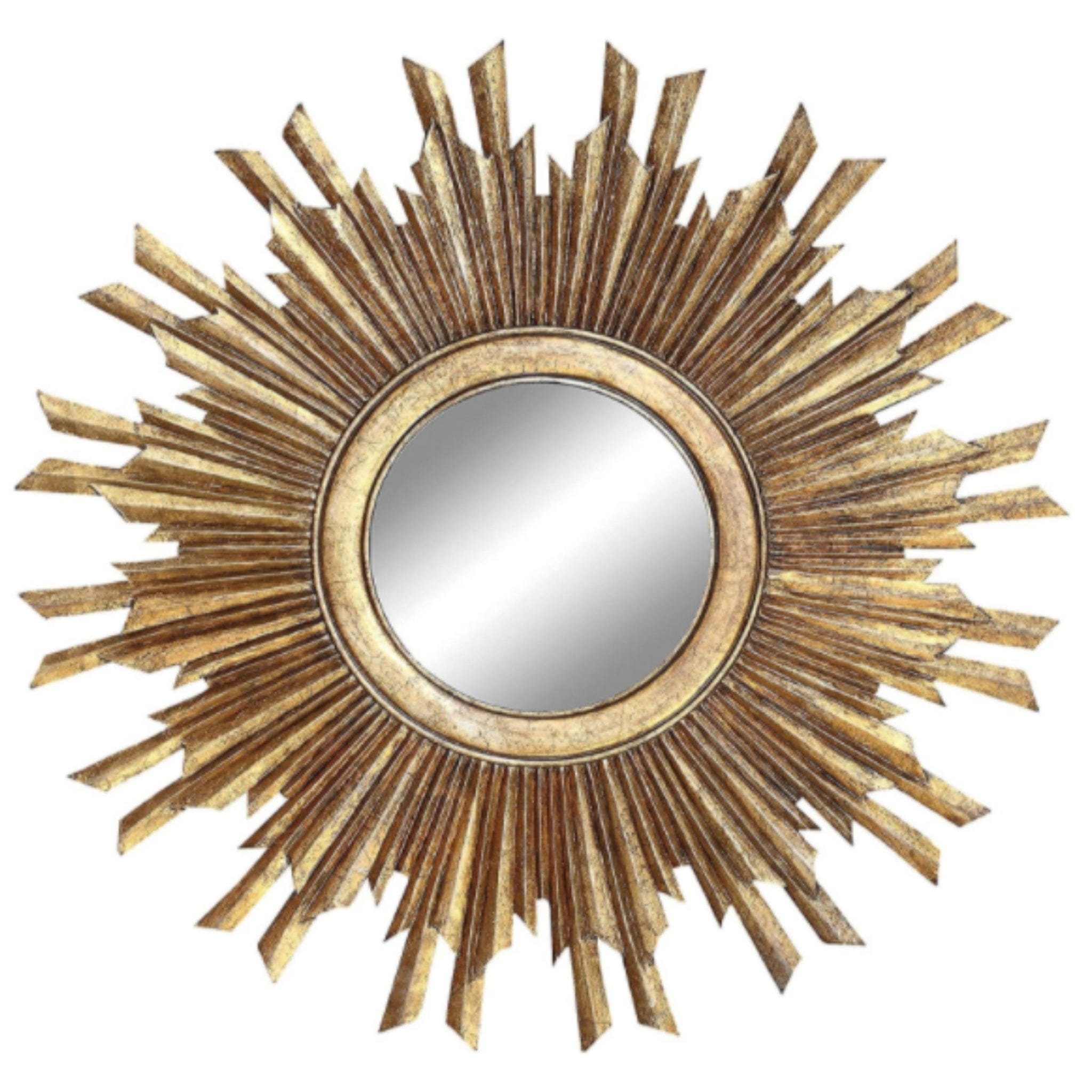 Creative Co-Op Round Sunburst Wall Mirror with Gold Finish