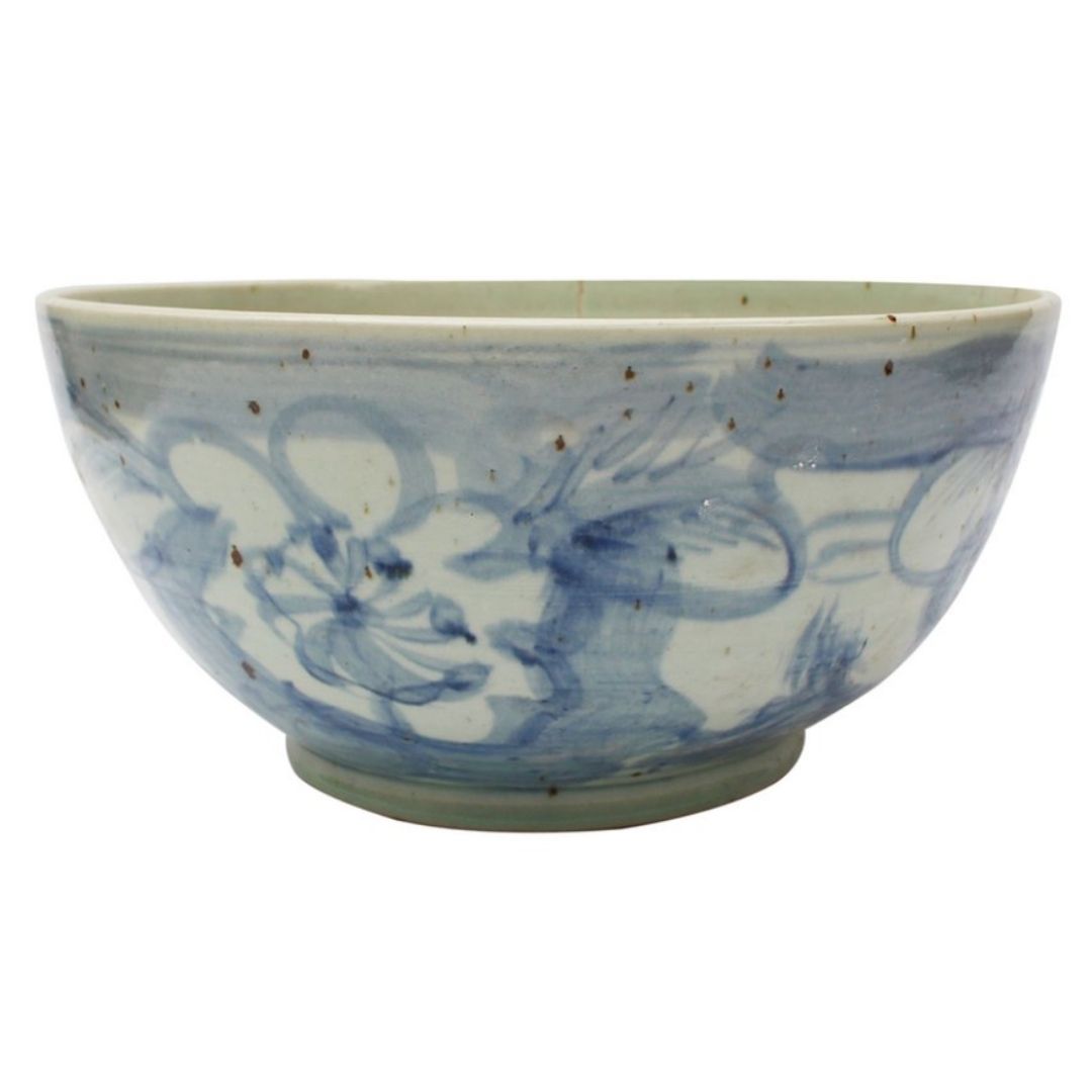 Oversized painted floral bowl