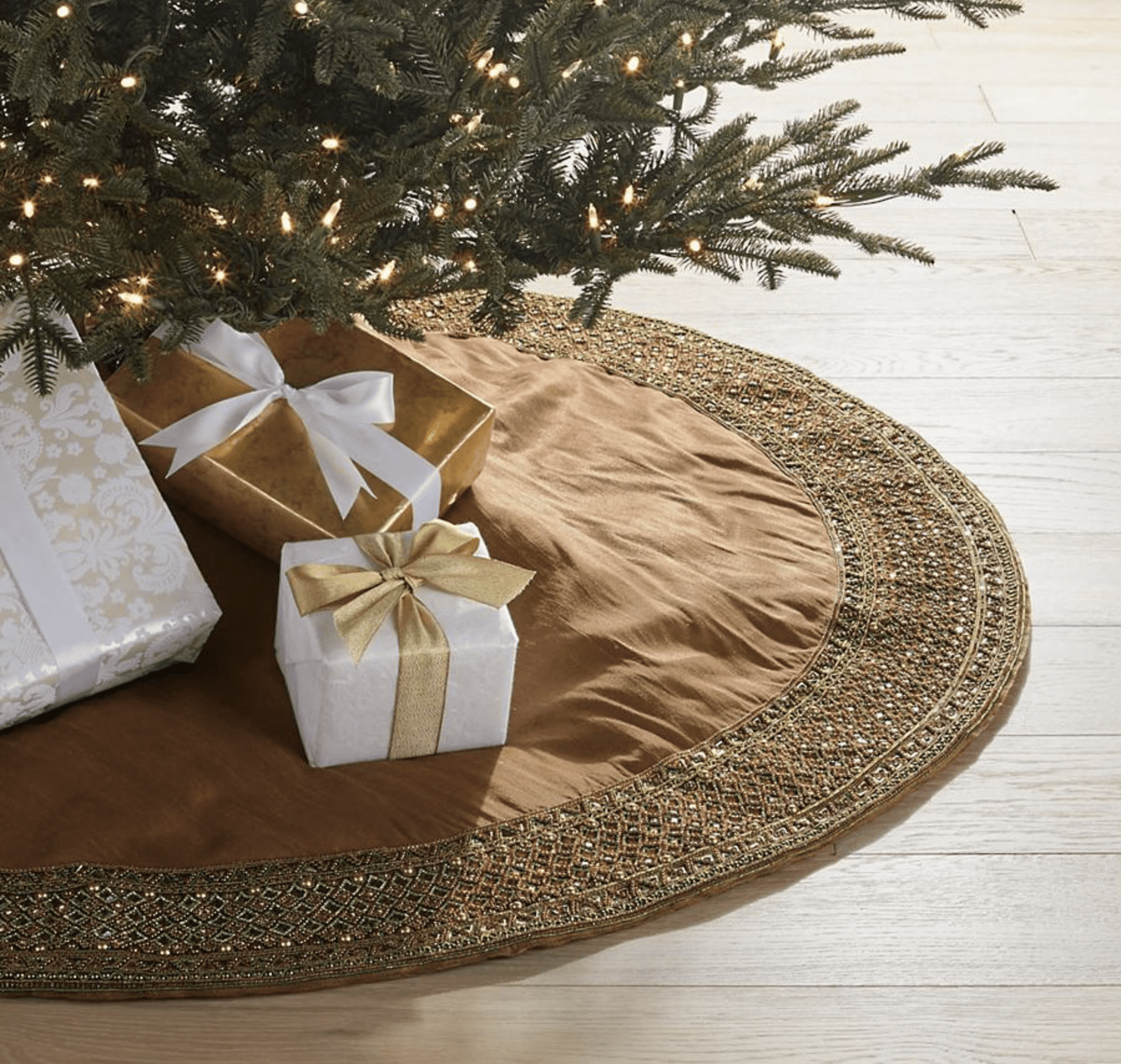 Gold silk tree skirt
