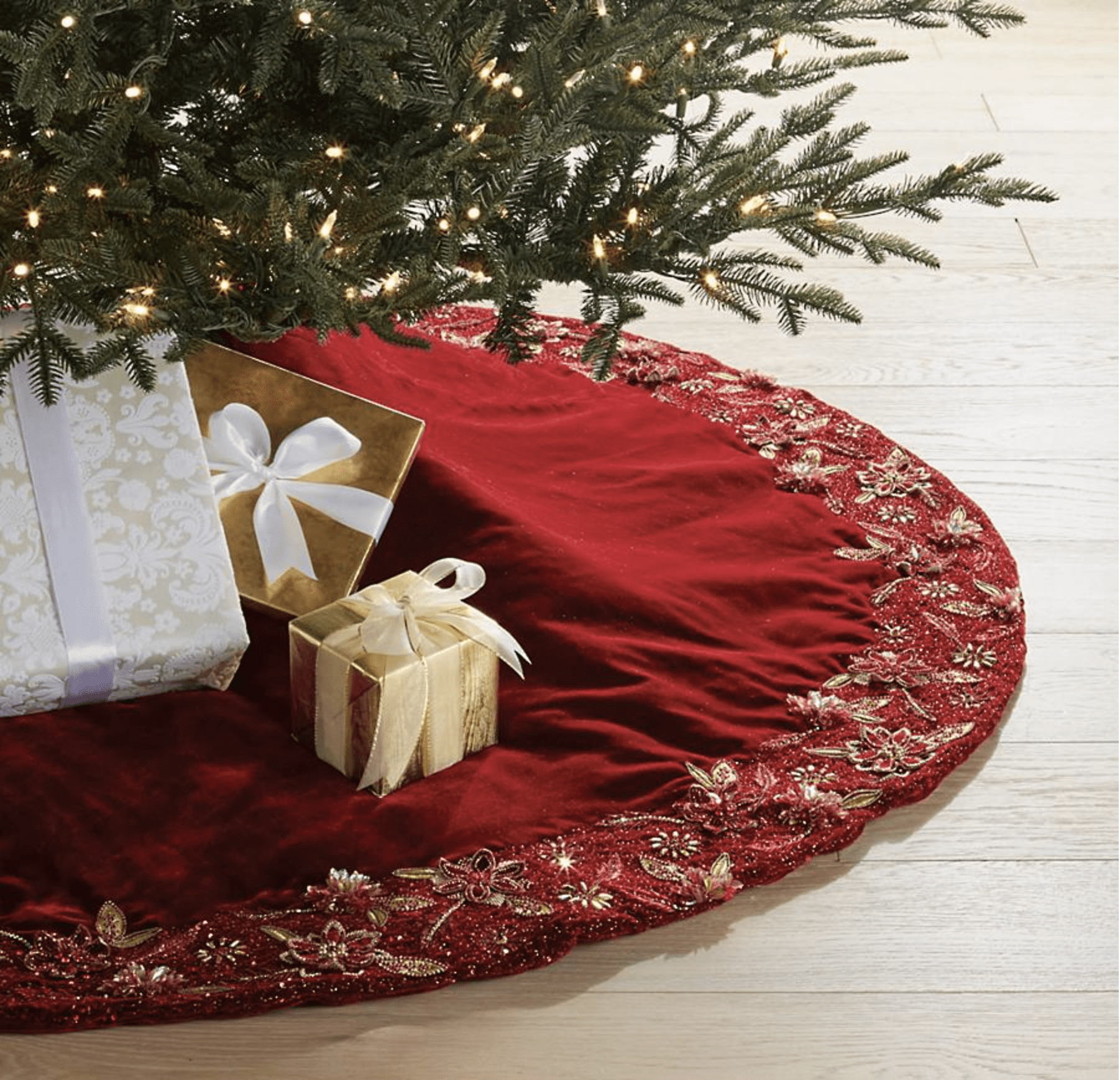 Red velvet Christmas tree skirt