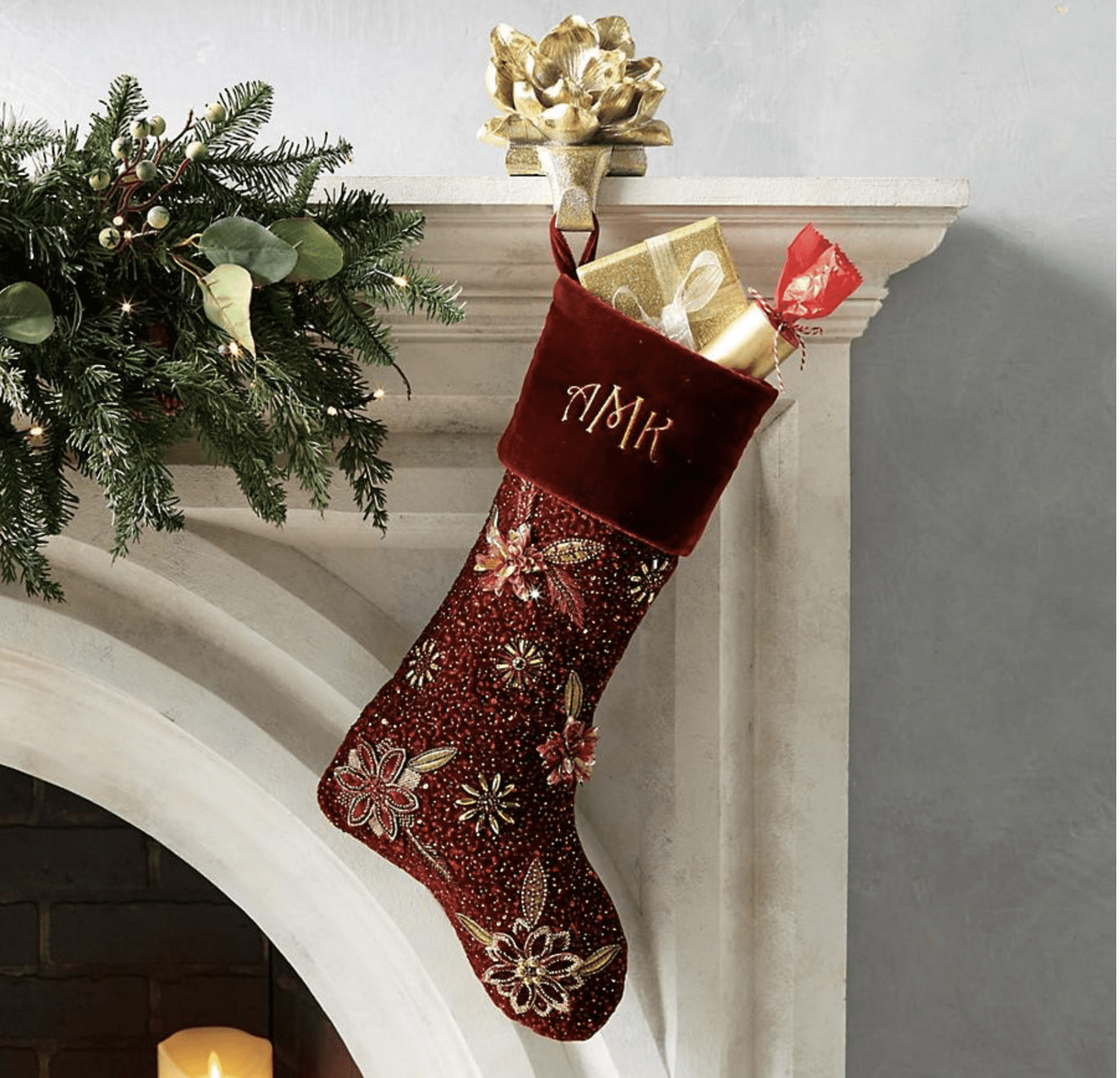 Burgundy Christmas stocking