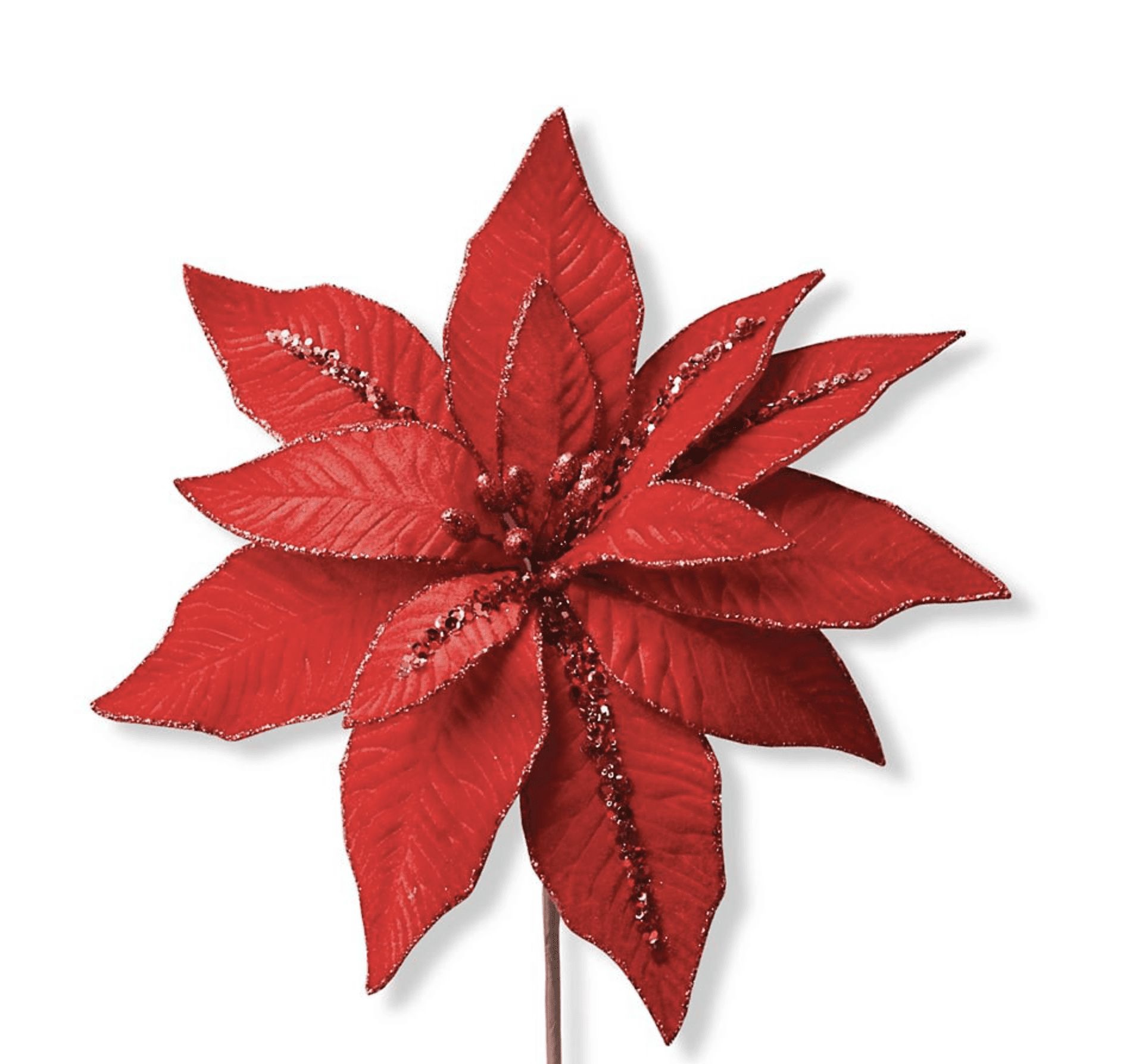 Red poinsettia Christmas tree pick