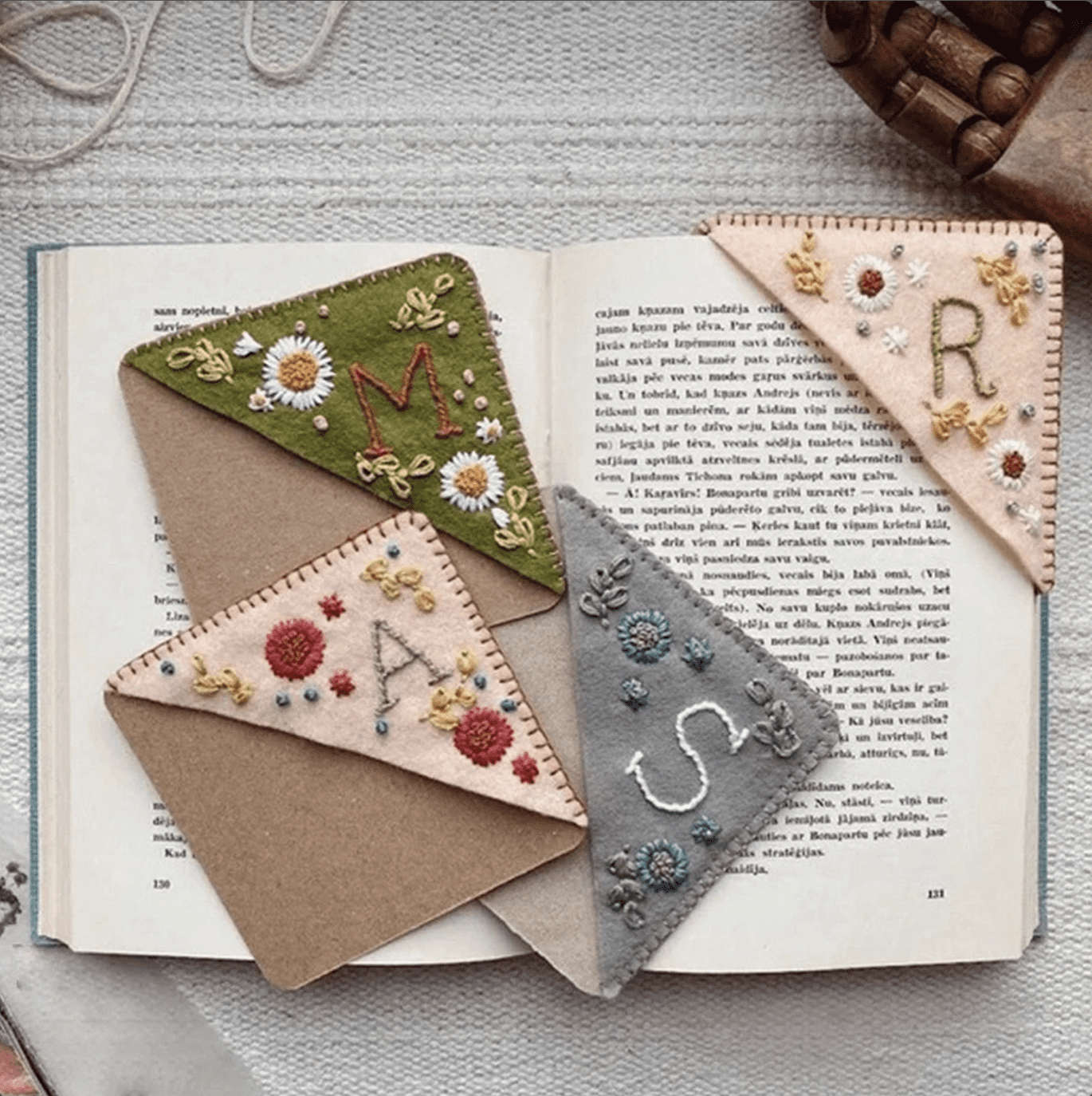 Embroidered bookmark is a great stocking stuffer for teen girls.