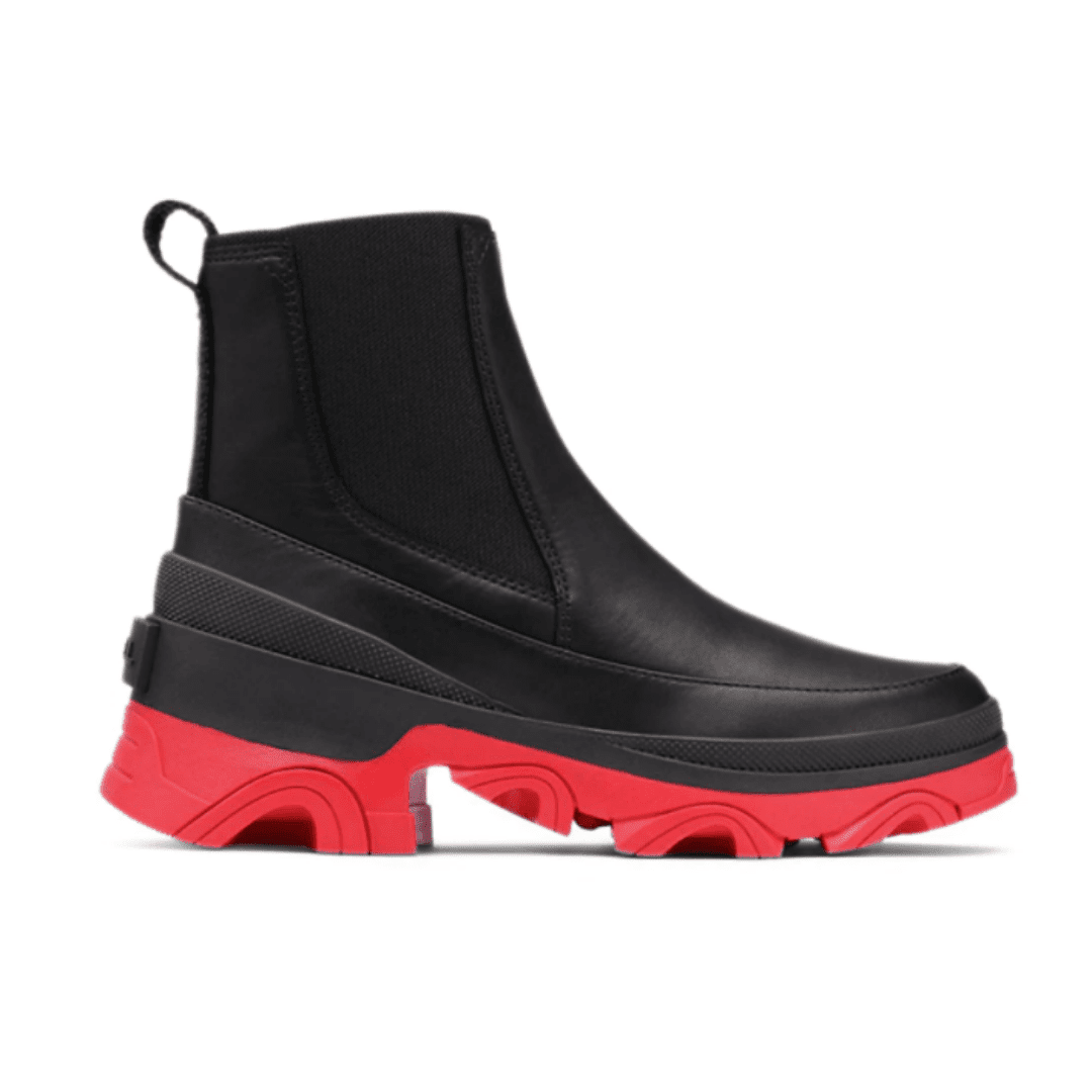 The Sorel Chelsea boot is a top pick and I love the added red color pop on the winter boot. A great designer winter boot choice made with leather to give a classy look.