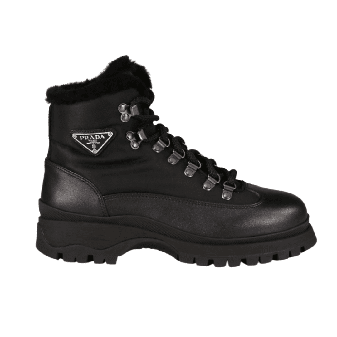 Top of the line Prada boots at Nordstrom for a designer winter boot to adore. This Prada Brixxen leather & nylon boot has a fax fur lining for added warmth and insulation.