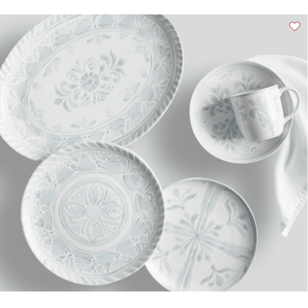 Blue and white serving platter by Chambray Tile.