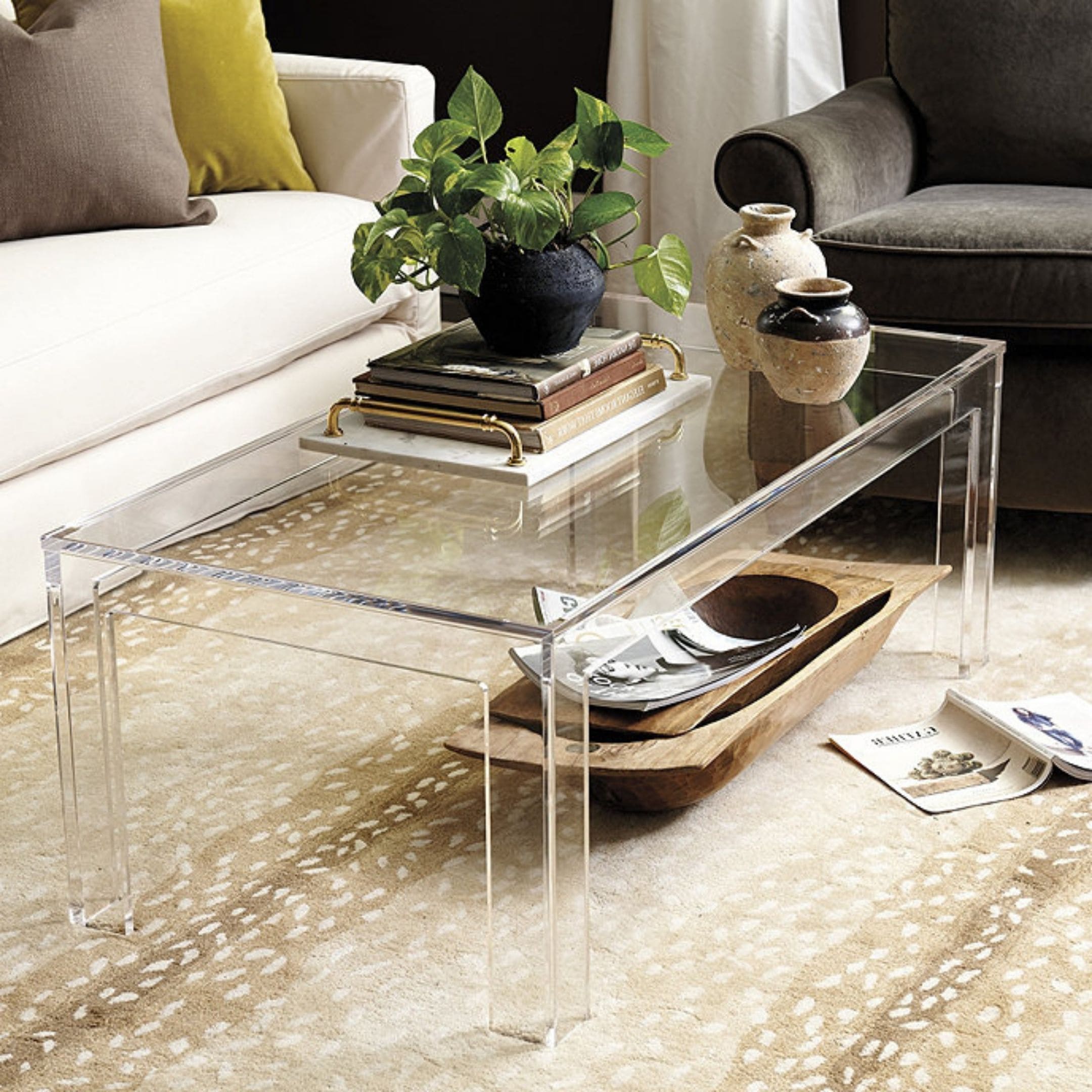 Clear coffee table by Ballard Designs