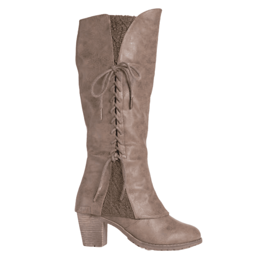 Muk Luks designer high knee winter boots with a heel make an incredible statement in the holiday season. These are a perfect match for your Christmas outfits!