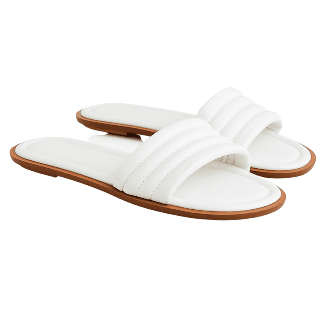 White leather slide shoes