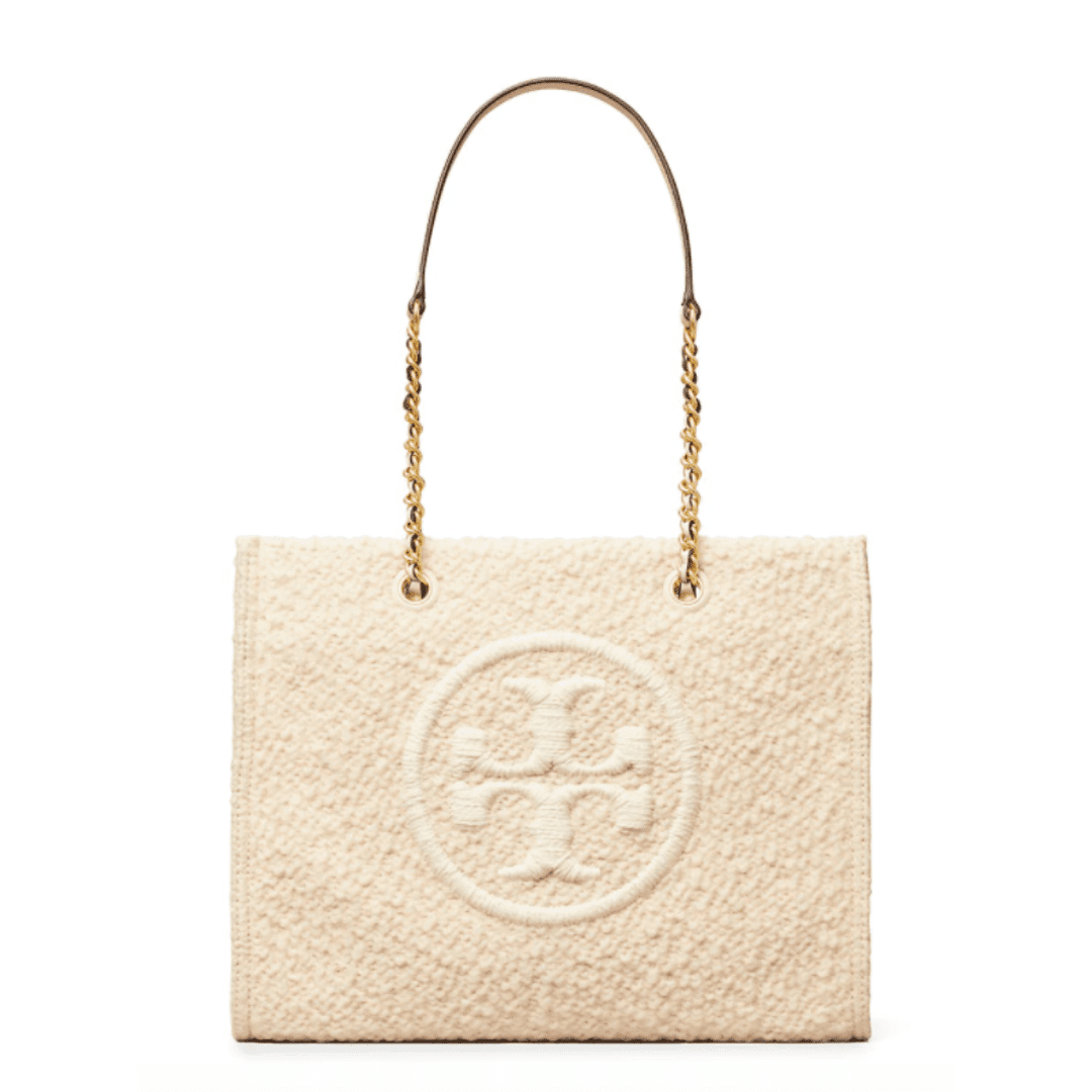Saks tory Burch light toned chain tote bag for heavy shopping days.