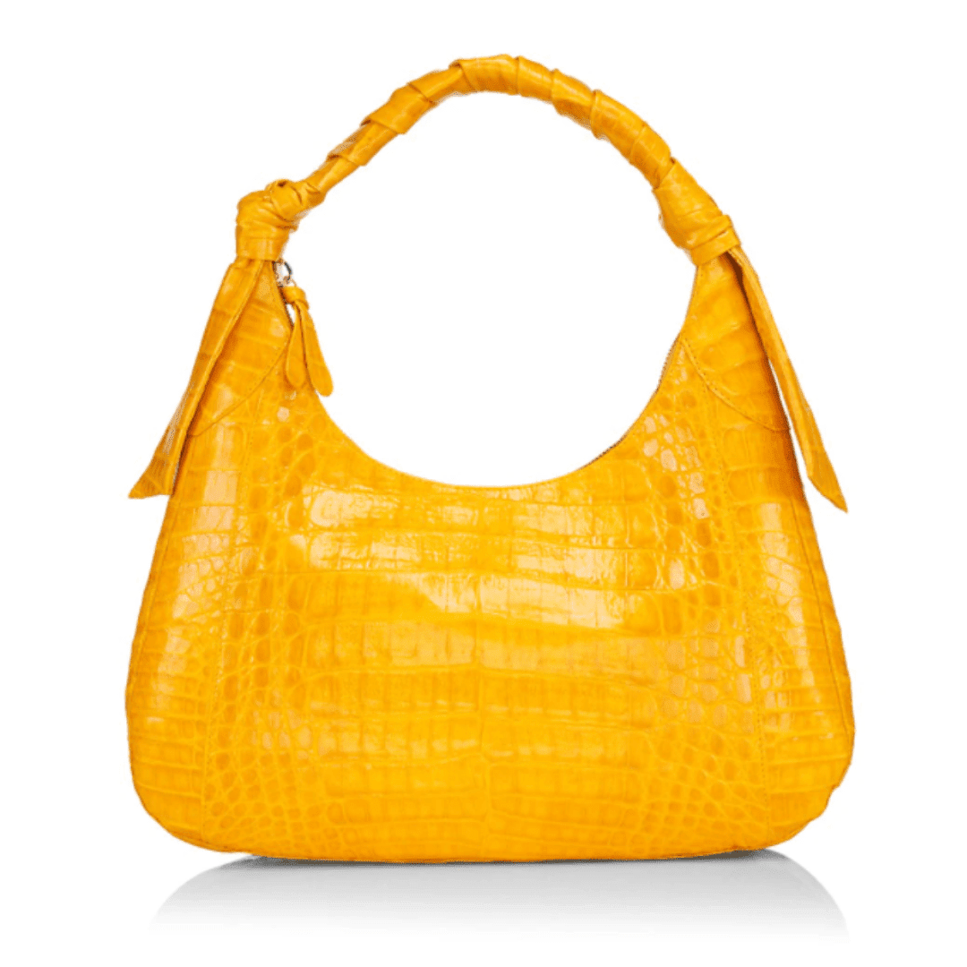 Saks Nancy Gonzalez hued yellow crocodile shoulder bag.