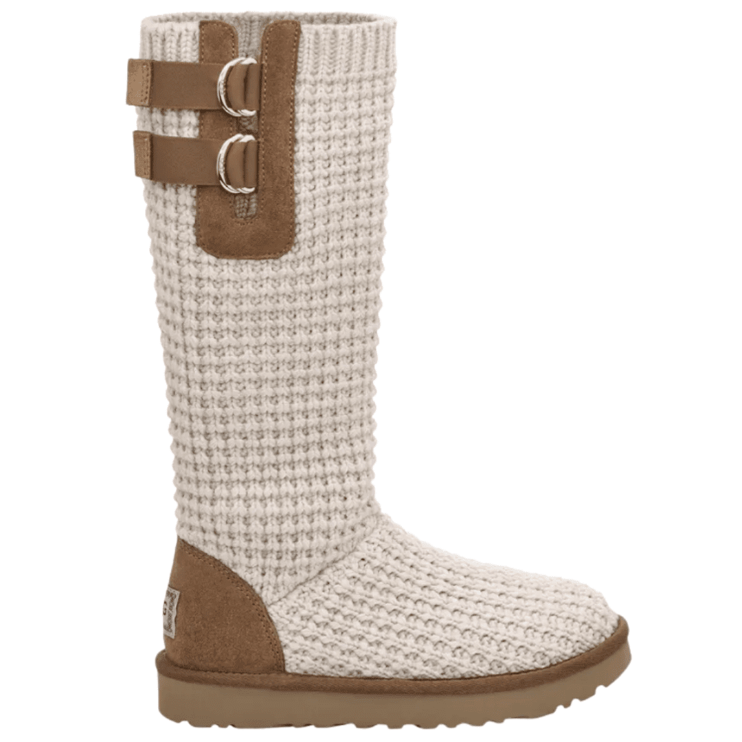 Stunning knee high winter boots by UGG. These knit tall boots have a fashion flare of their own making them a great option for holiday events to keep you warm but in style! 