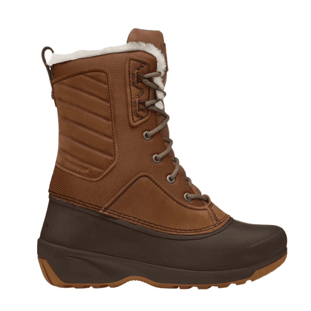 The North Face brown mid lace boot also available as a black snow boot. With a faux fur lining and insulation your feet will be well protected in the winter months.