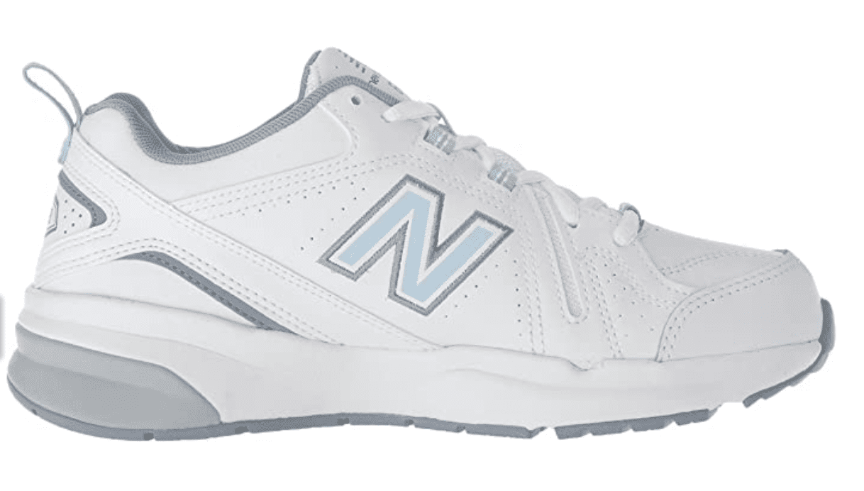 white and blue sneakers