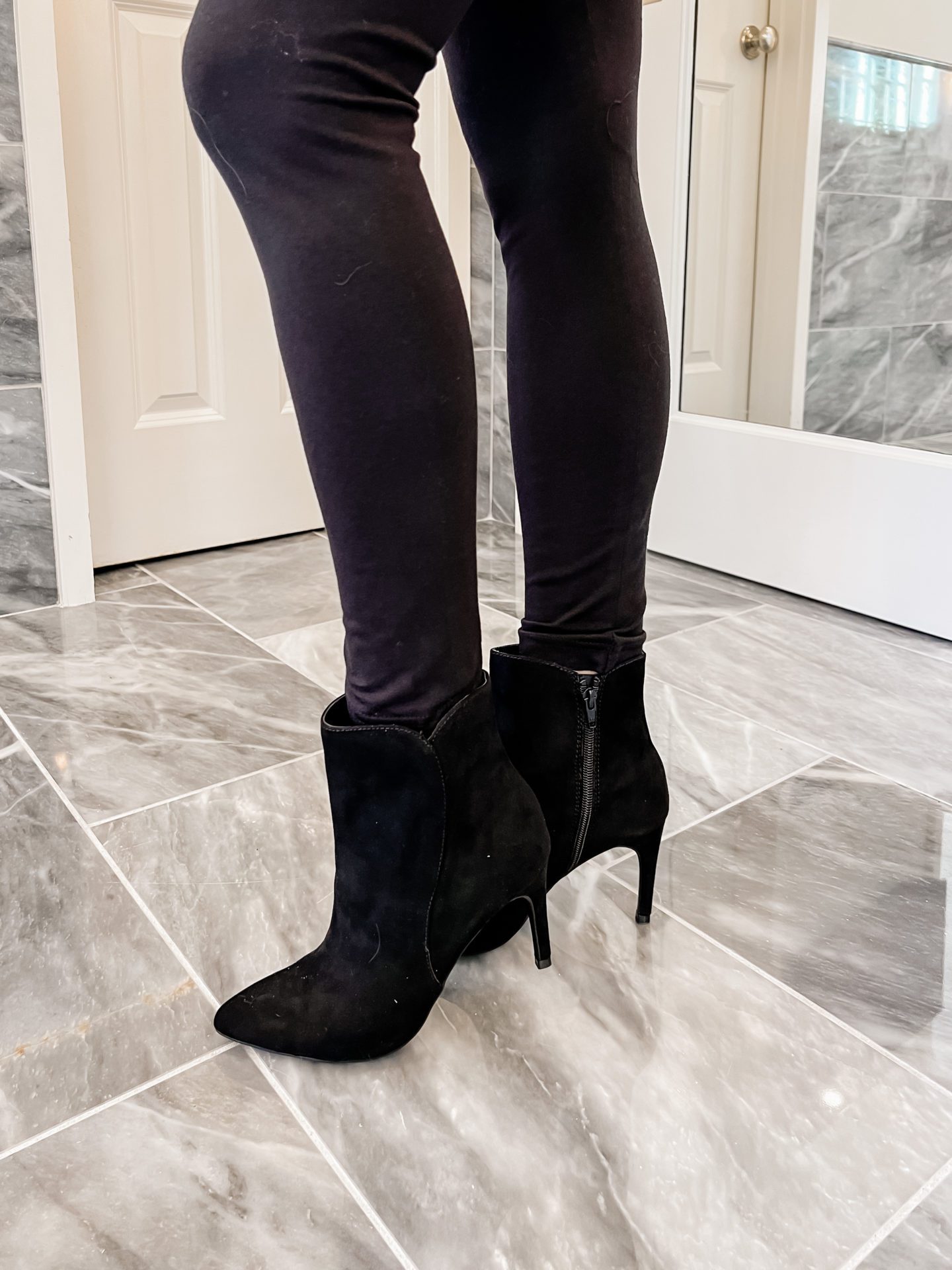 These black Walmart booties are comfortable and affordable. A great holiday bootie!